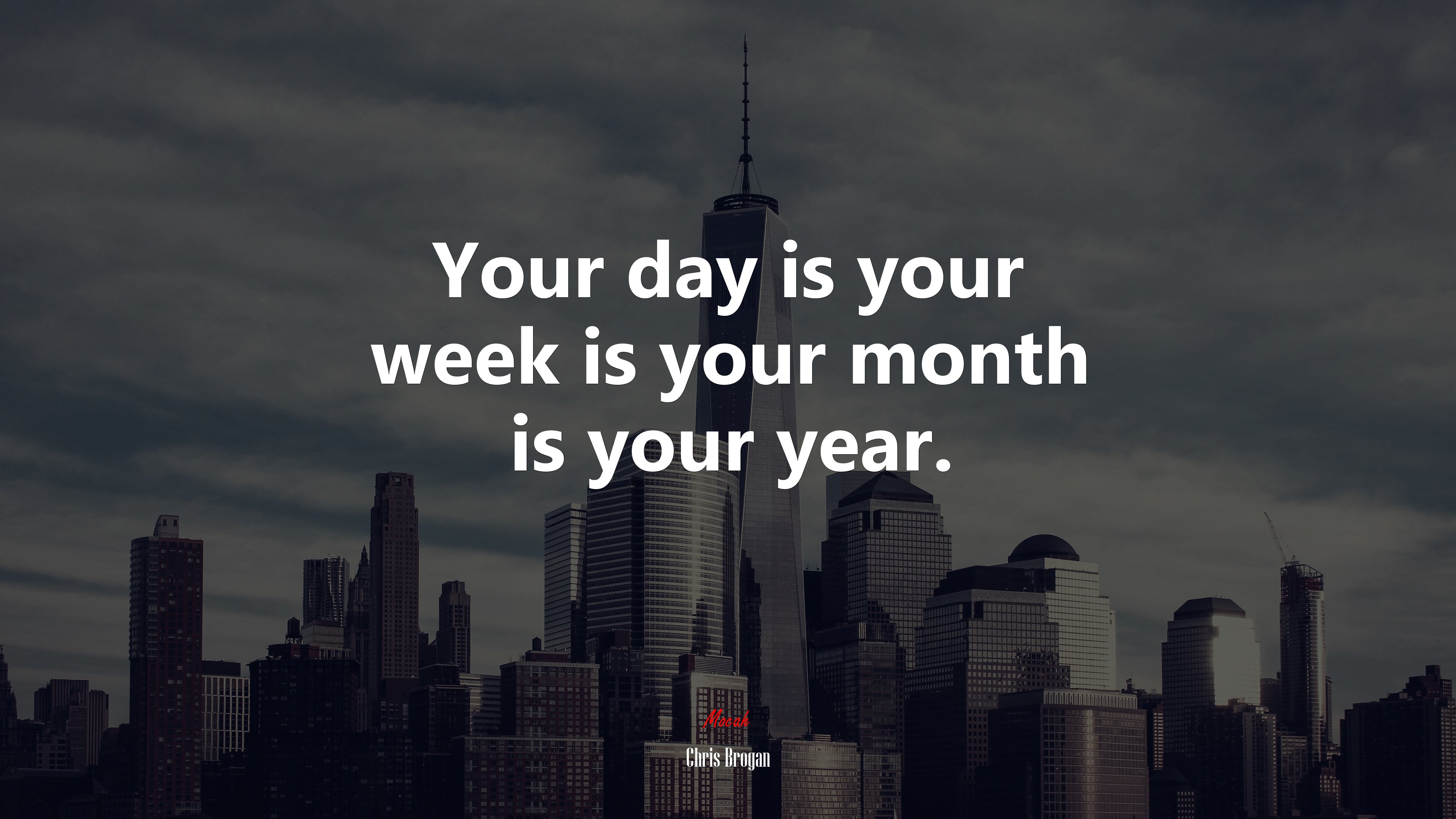 Your day is your week is your month is your year. | Chris Brogan quote HD Wallpaper