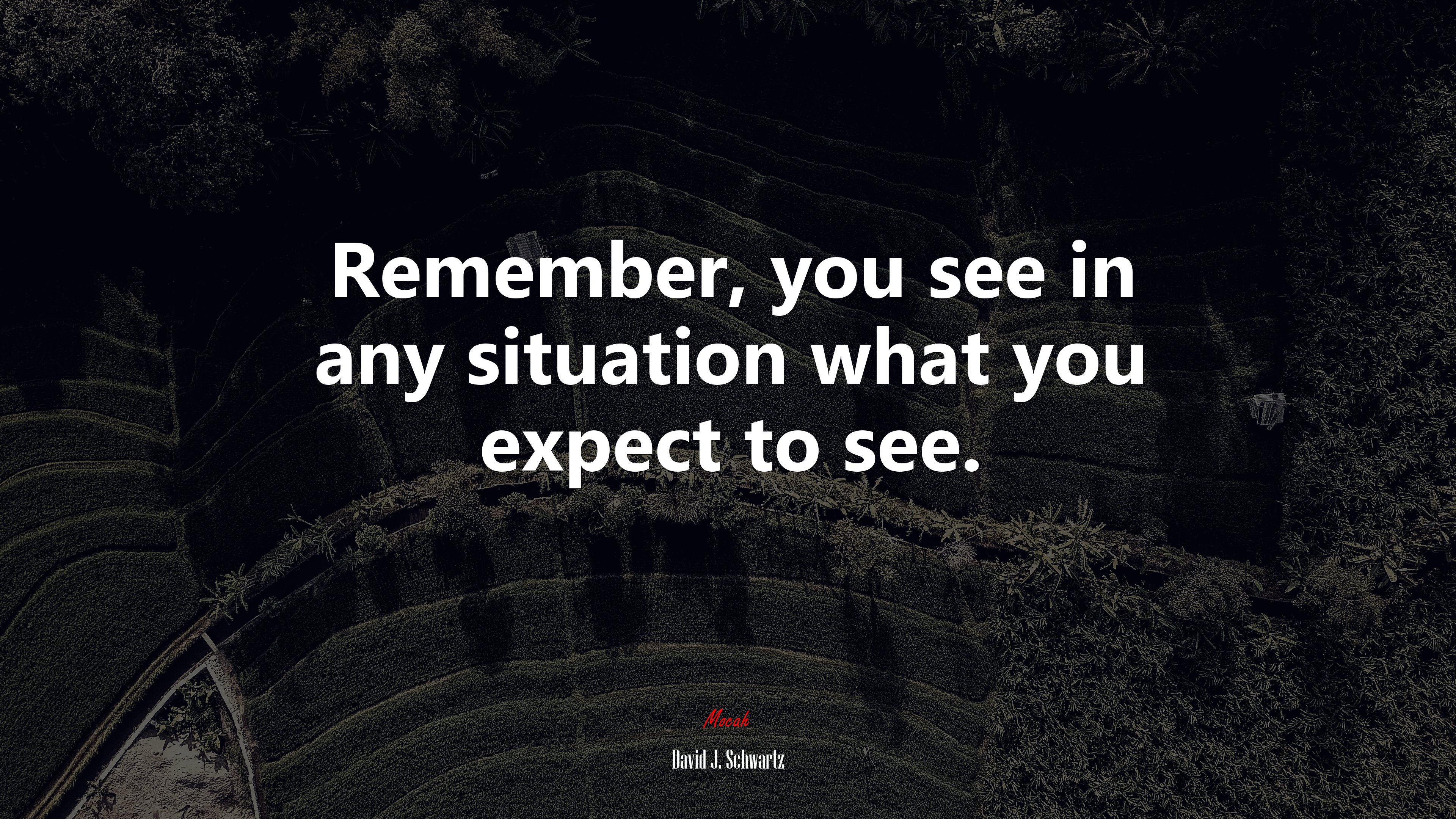 Remember, you see in any situation what you expect to see. | David J. Schwartz quote HD Wallpaper