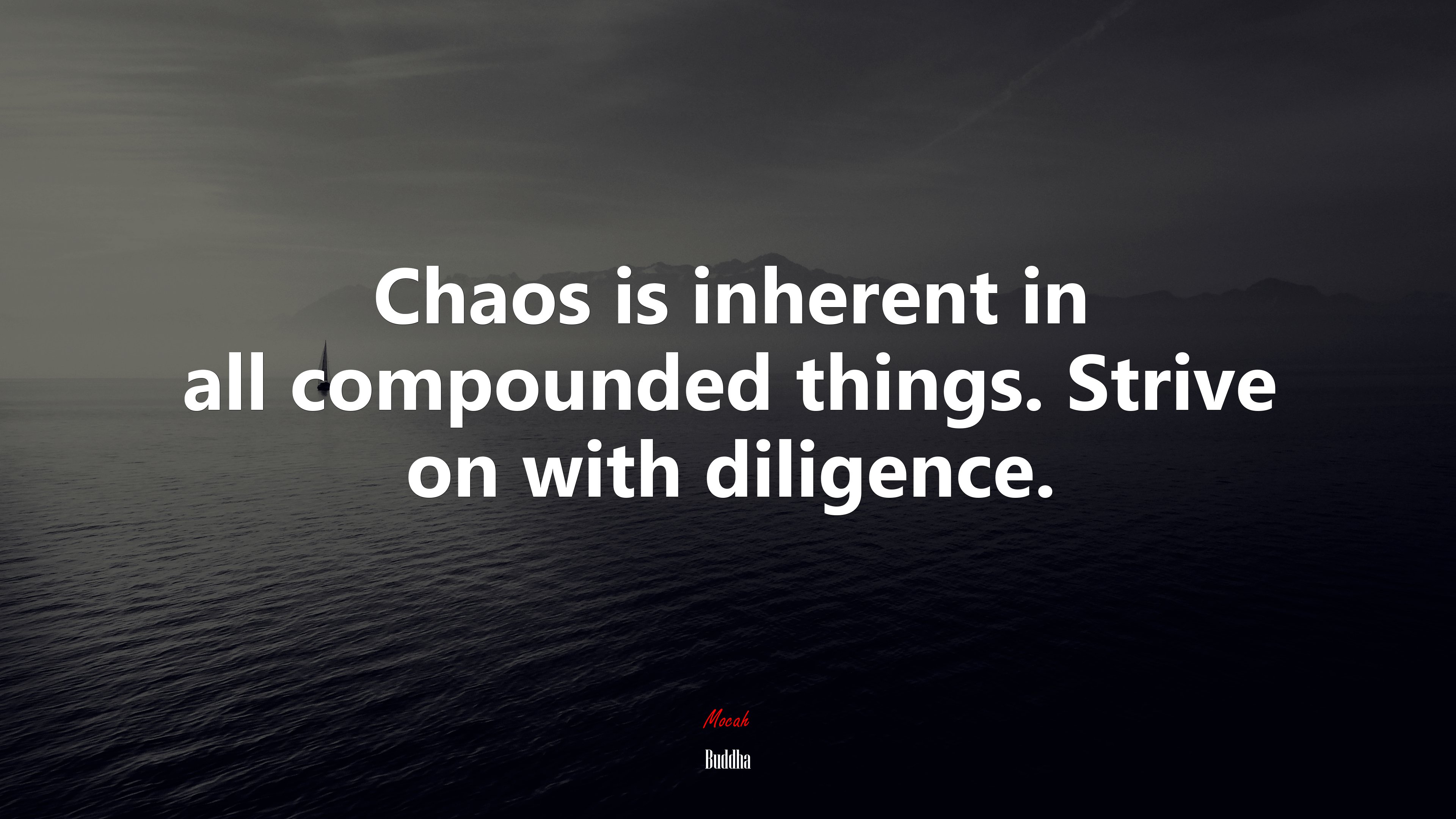 Chaos is inherent in all compounded things. Strive on with diligence. | Buddha quote HD Wallpaper