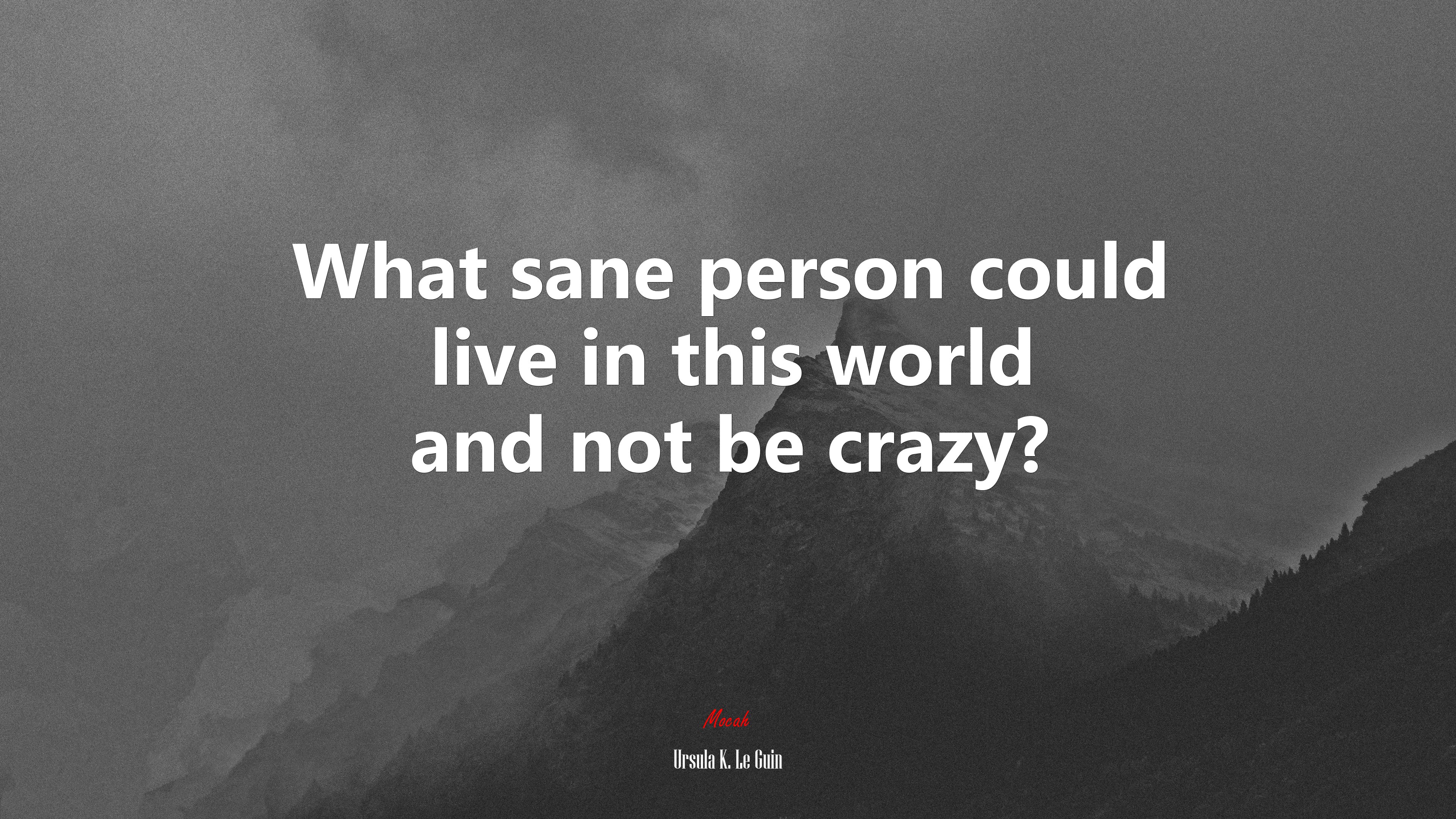 What sane person could live in this world and not be crazy? | Ursula K. Le Guin quote HD Wallpaper
