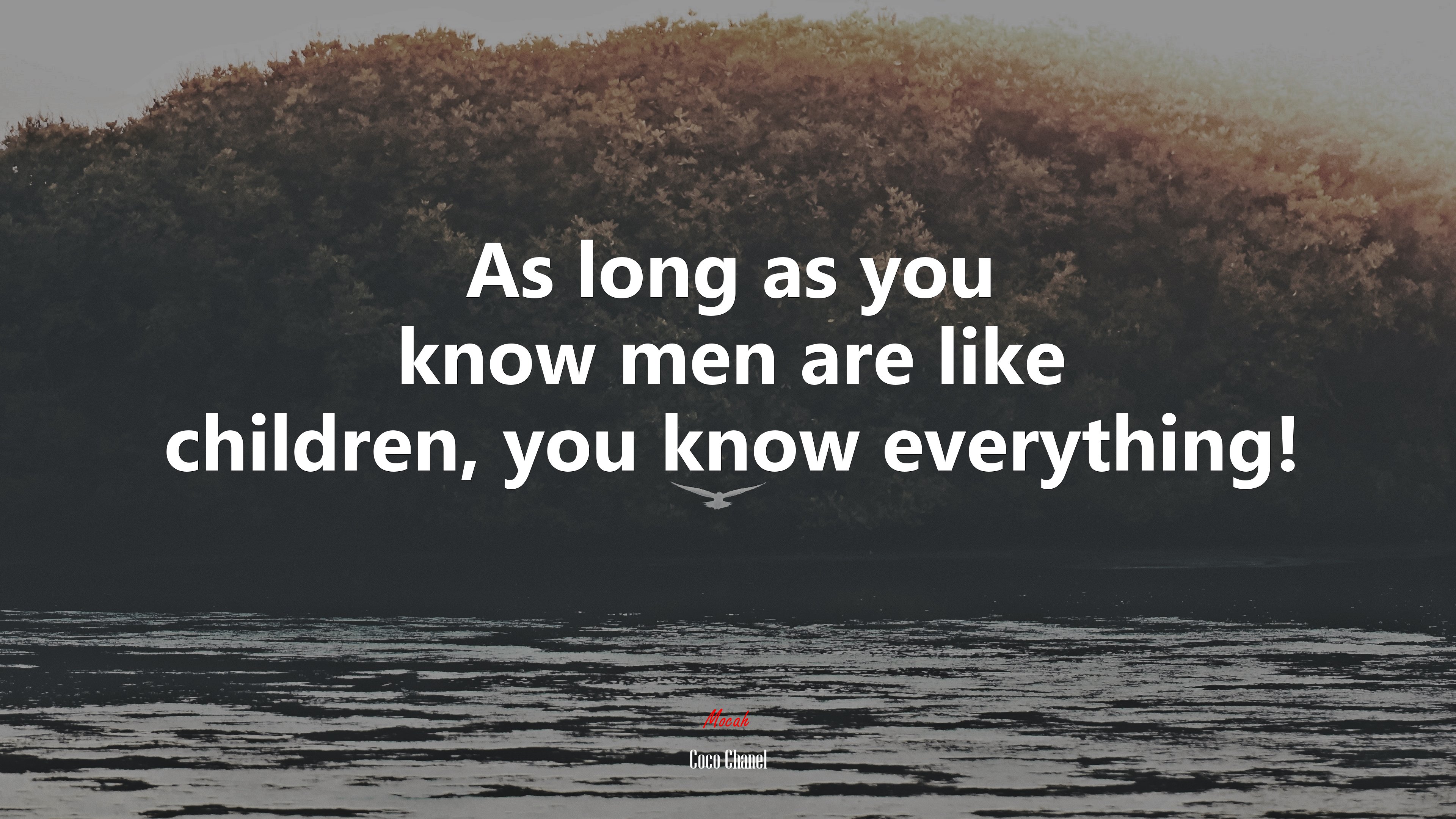 As long as you know men are like children, you know everything! | Coco Chanel quote HD Wallpaper