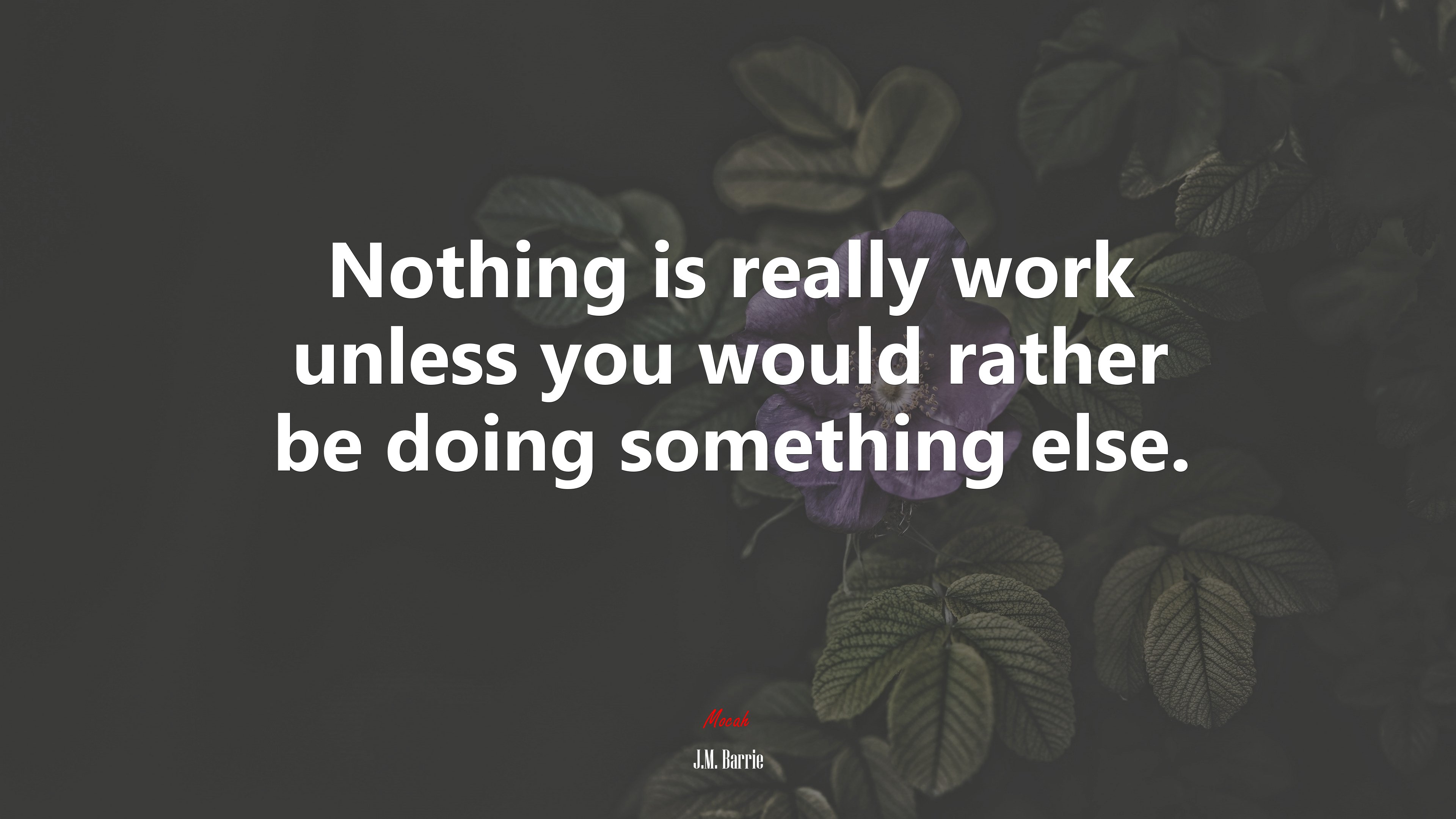 Nothing is really work unless you would rather be doing something else. | J.M. Barrie quote HD Wallpaper