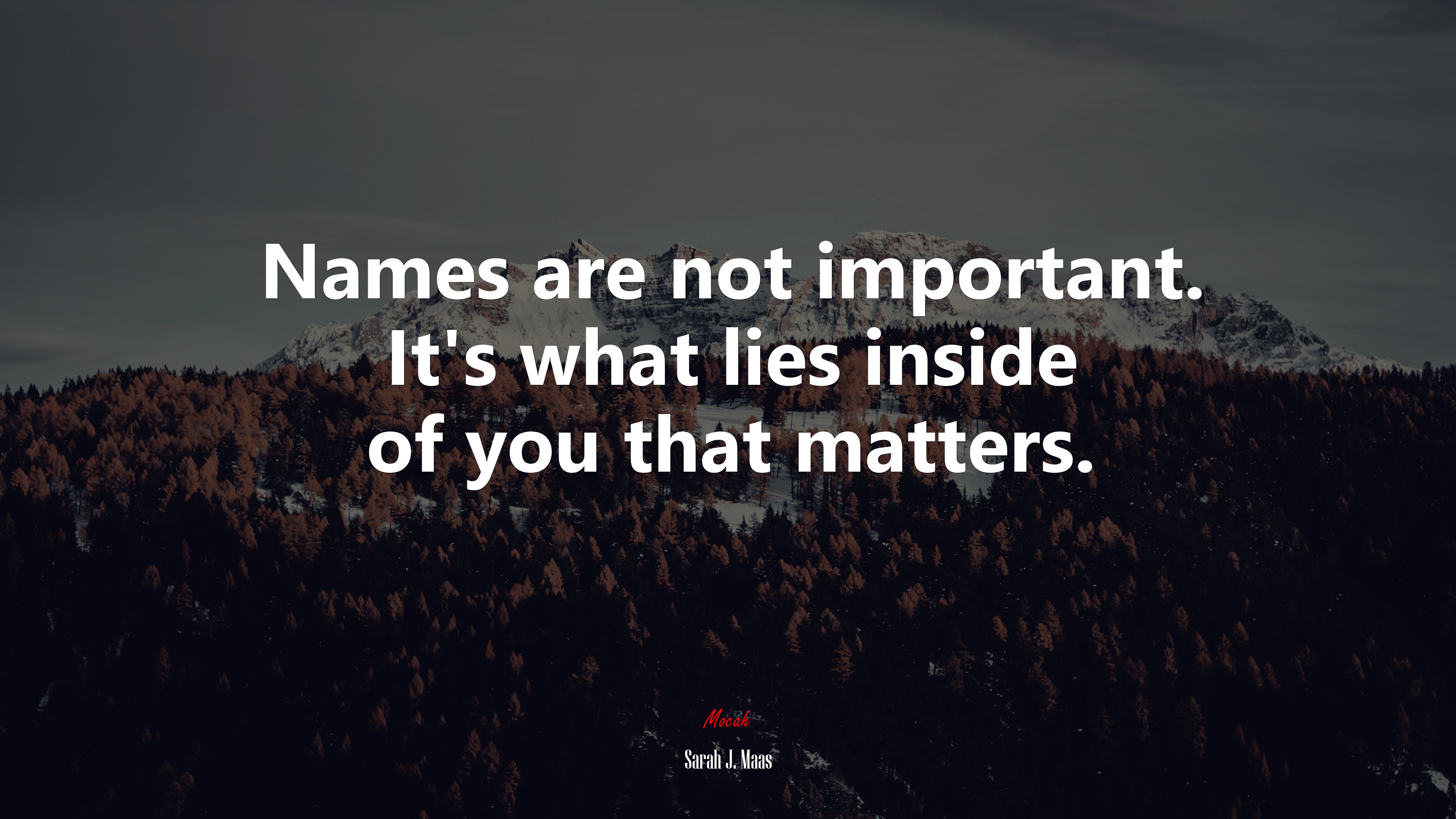 Names are not important. It’s what lies inside of you that matters. | Sarah J. Maas quote HD Wallpaper