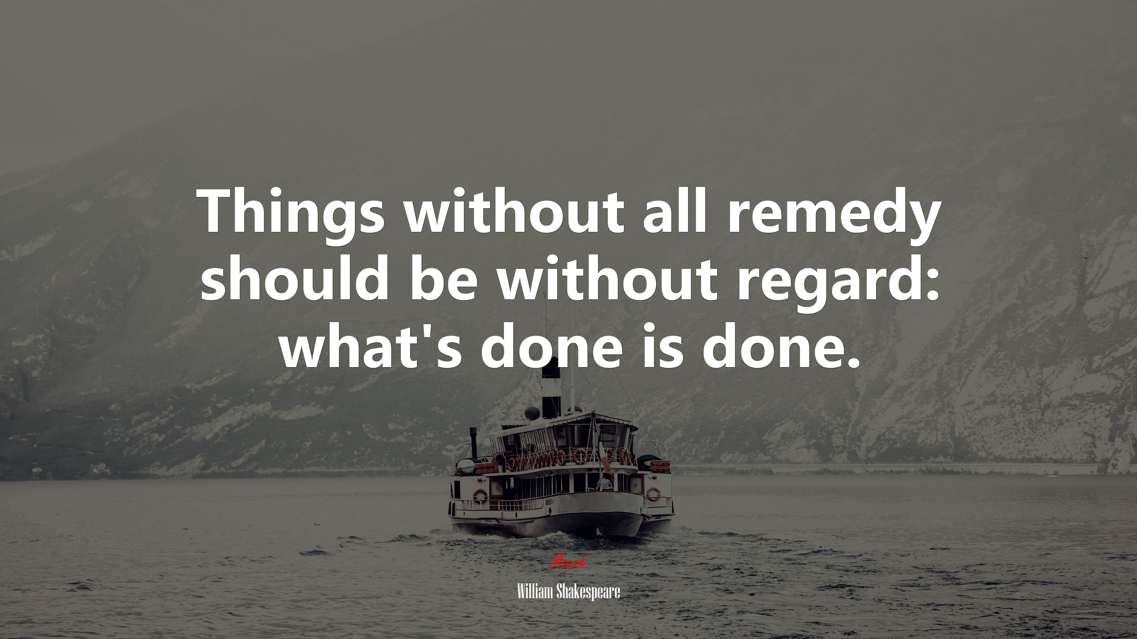 Things without all remedy should be without regard: what’s done is done. | William Shakespeare quote HD Wallpaper