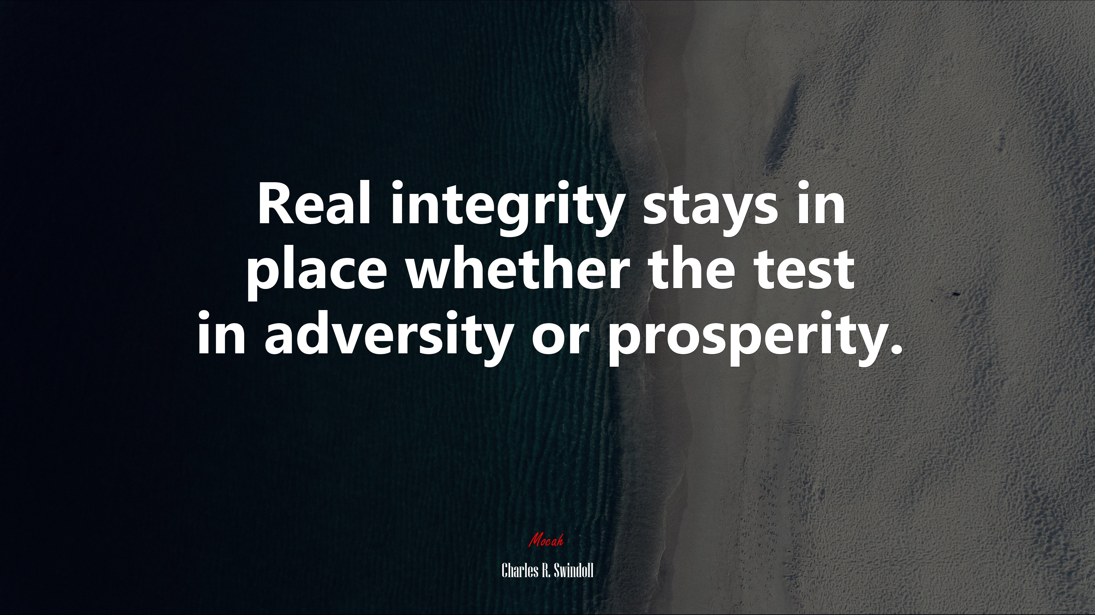 Real integrity stays in place whether the test in adversity or prosperity. | Charles R. Swindoll quote HD Wallpaper