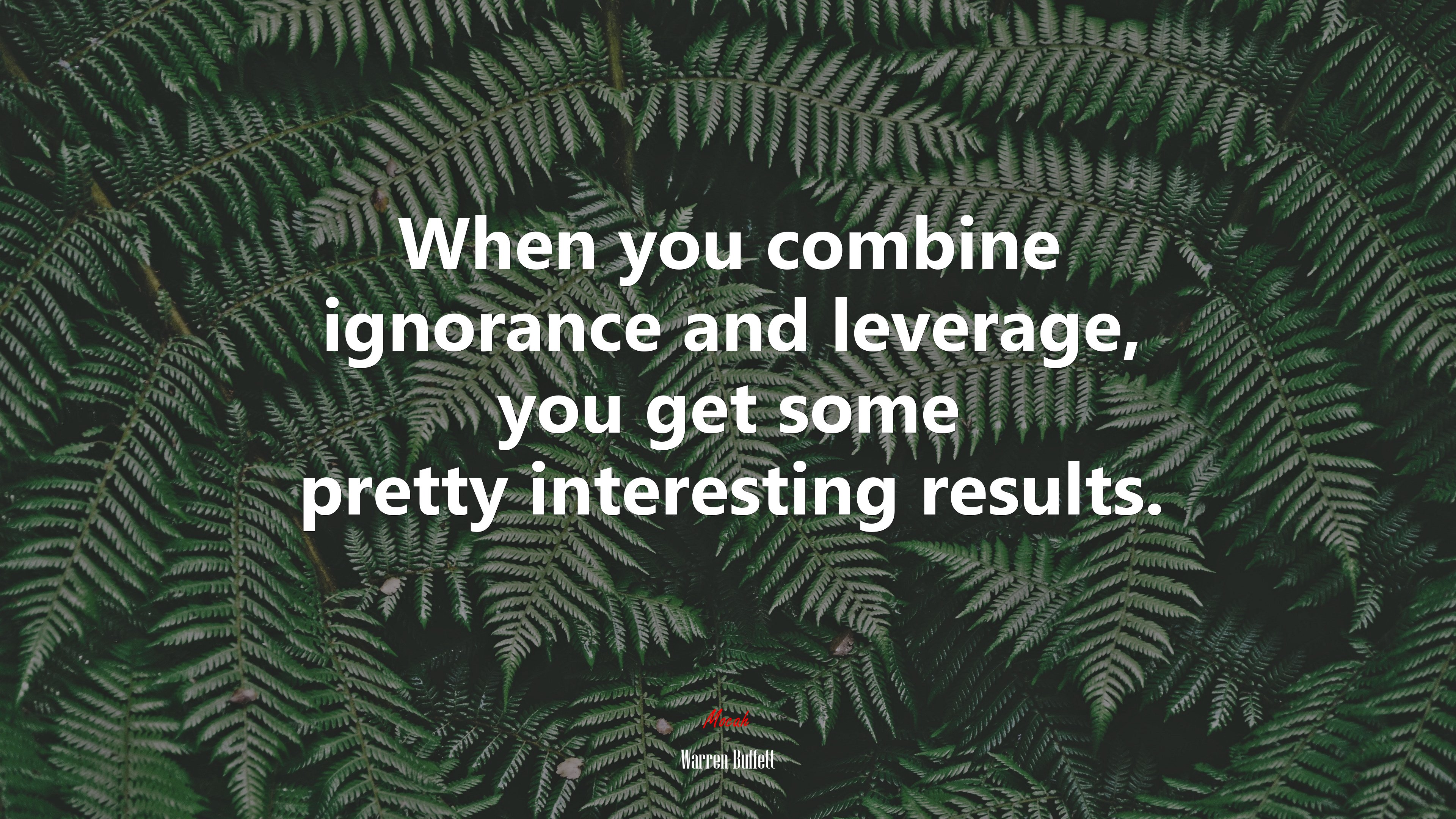 When you combine ignorance and leverage, you get some pretty interesting results. | Warren Buffett quote HD Wallpaper