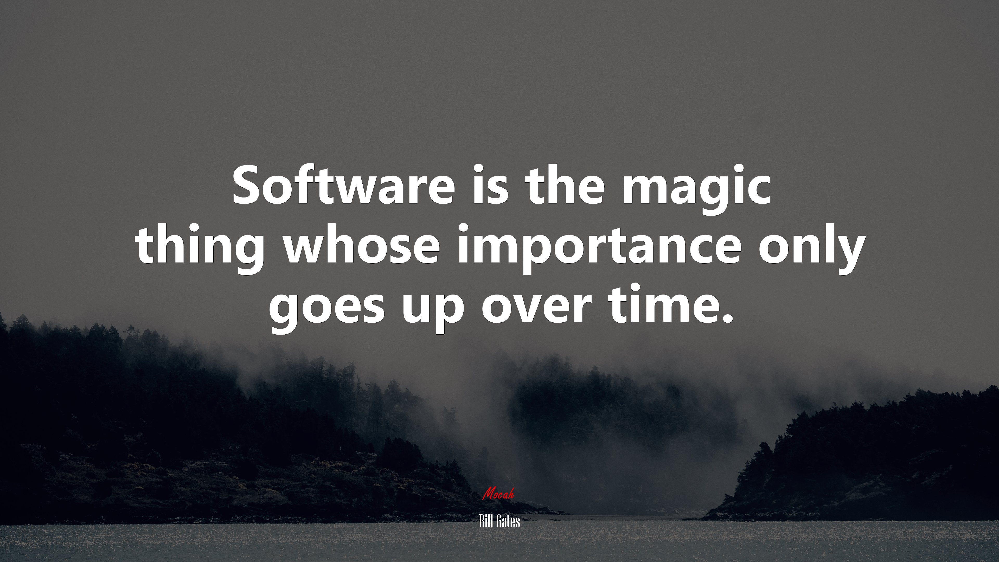 Software is the magic thing whose importance only goes up over time. | Bill Gates quote HD Wallpaper