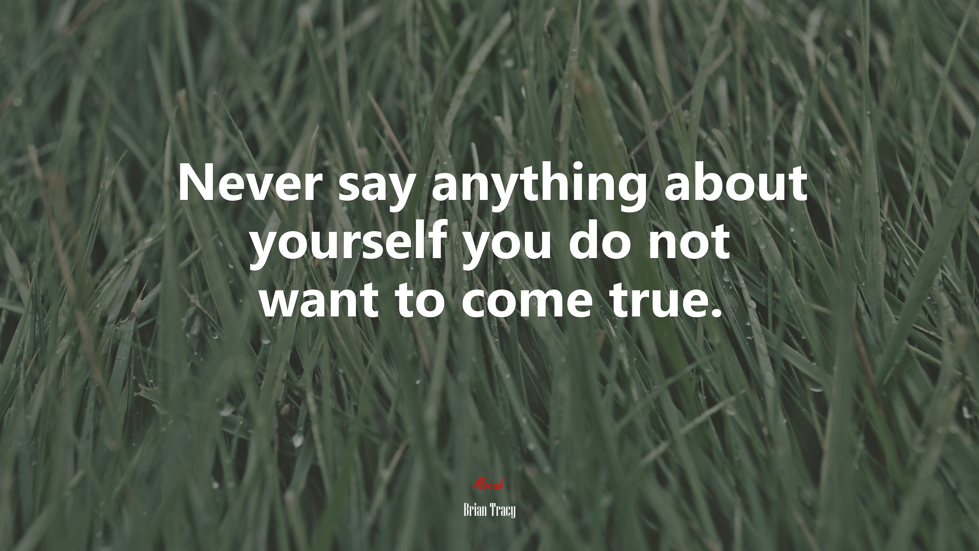 Never say anything about yourself you do not want to come true. | Brian Tracy quote HD Wallpaper