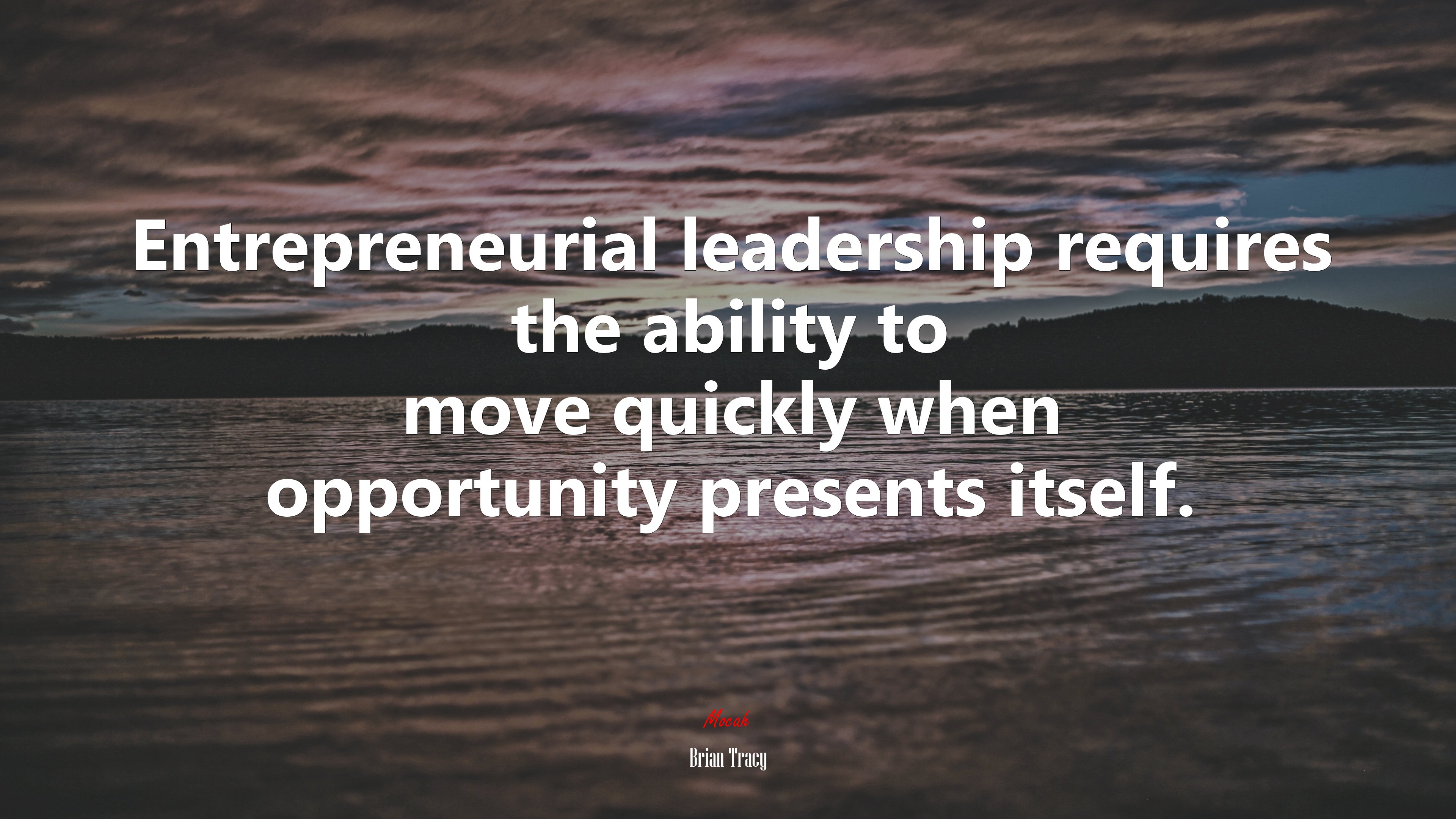 Entrepreneurial leadership requires the ability to move quickly when opportunity presents itself. | Brian Tracy quote HD Wallpaper