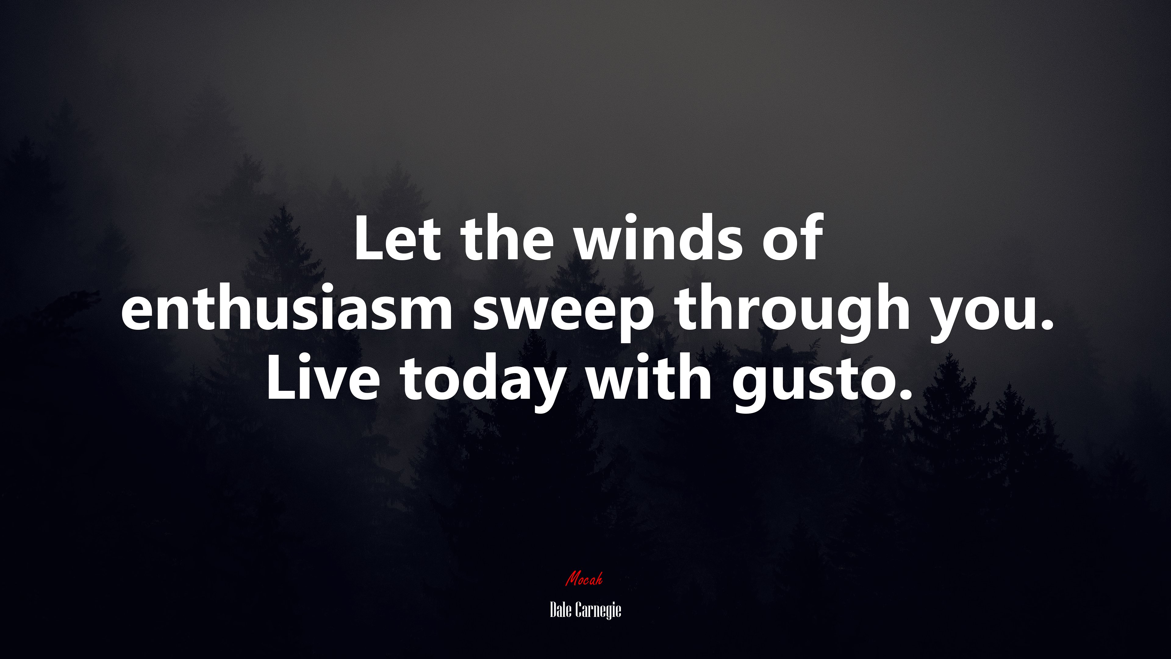 Let the winds of enthusiasm sweep through you. Live today with gusto. | Dale Carnegie quote HD Wallpaper