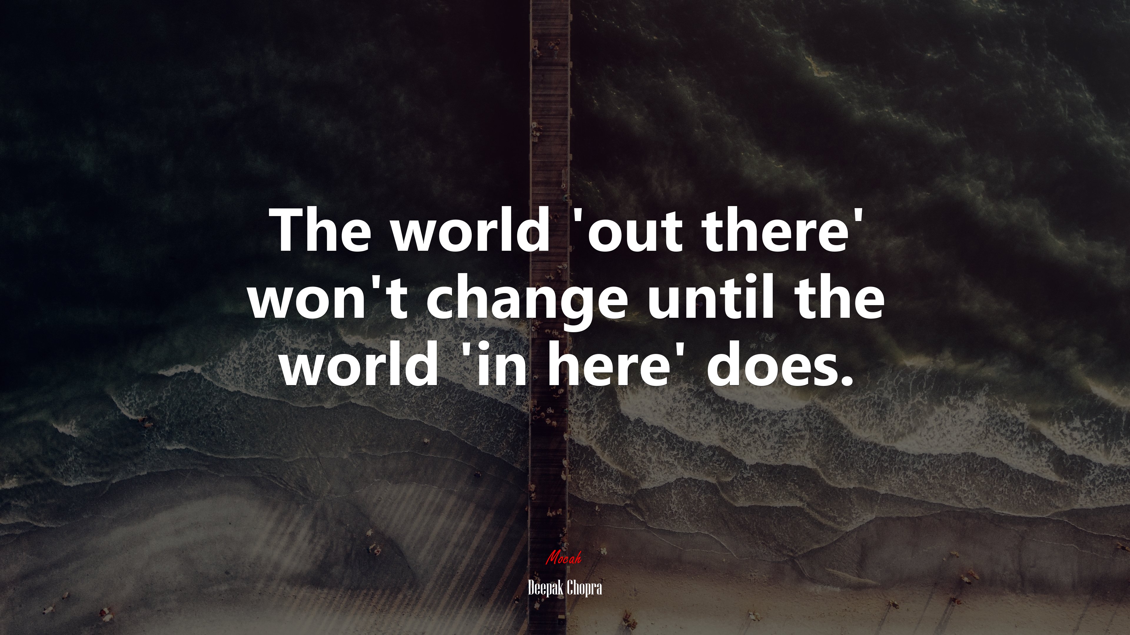 The world ‘out there’ won’t change until the world ‘in here’ does. | Deepak Chopra quote HD Wallpaper