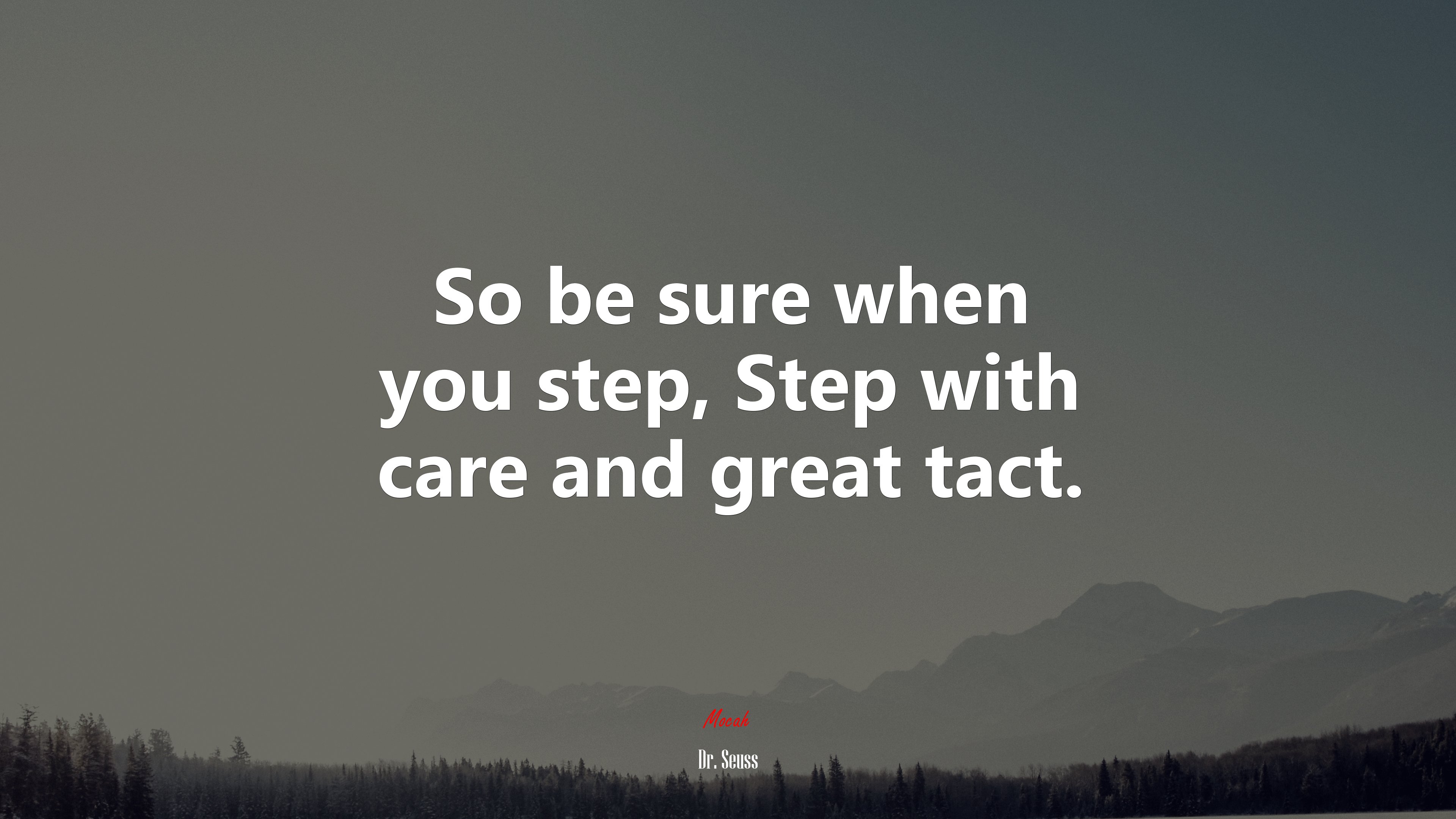 So be sure when you step, Step with care and great tact. | Dr. Seuss quote HD Wallpaper