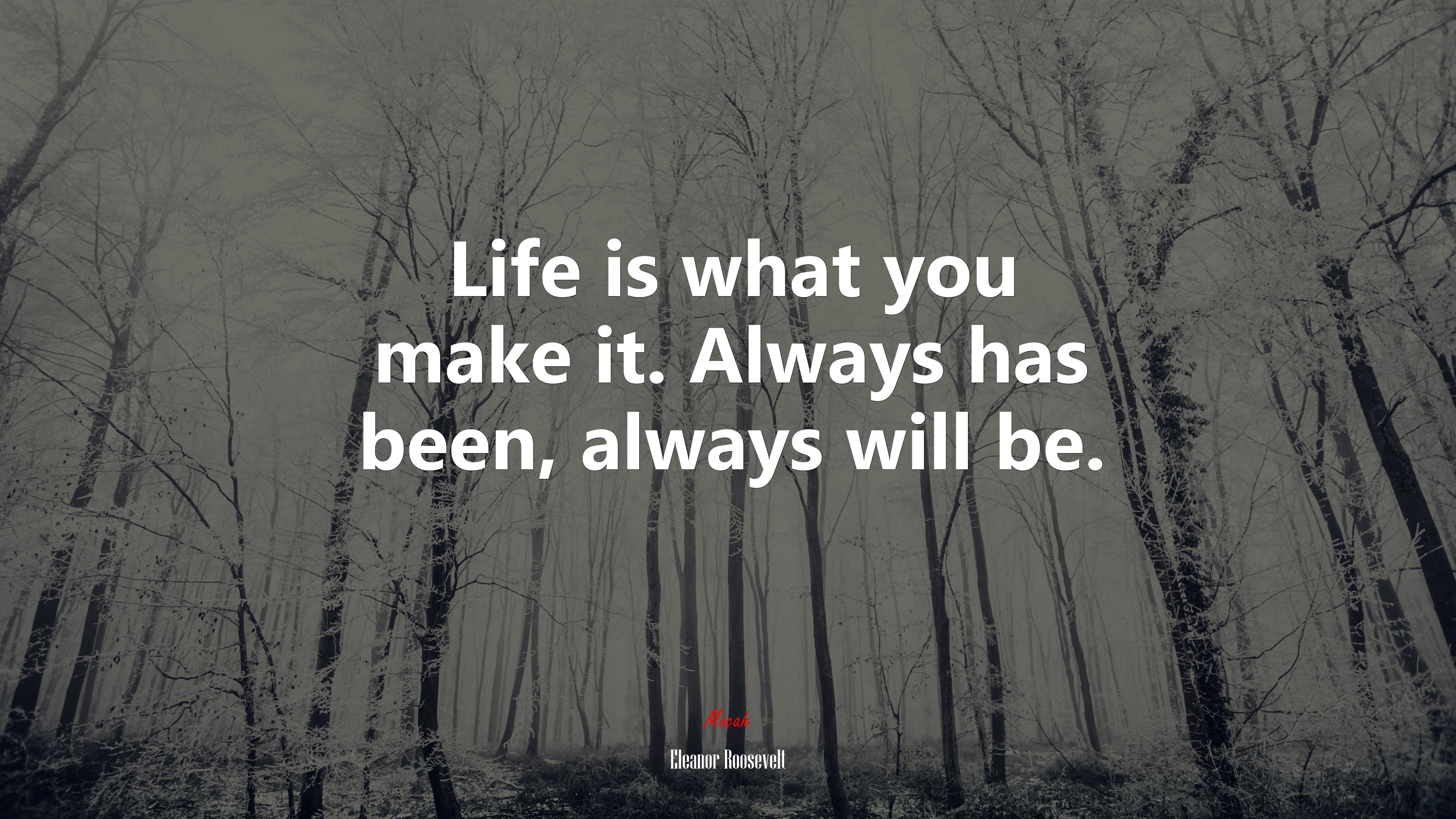 Life is what you make it. Always has been, always will be. | Eleanor Roosevelt quote HD Wallpaper
