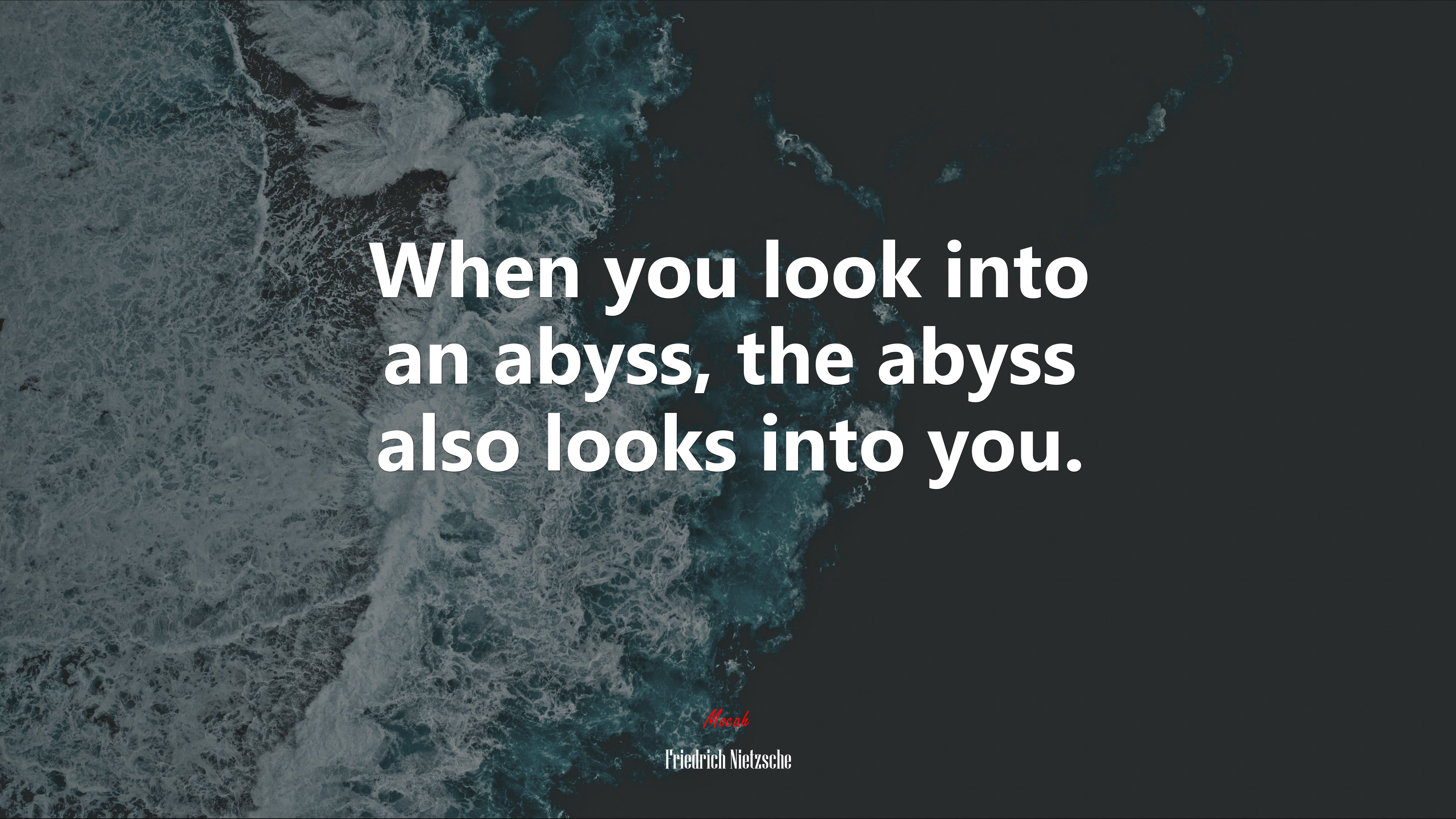 When you look into an abyss, the abyss also looks into you. | Friedrich Nietzsche quote HD Wallpaper