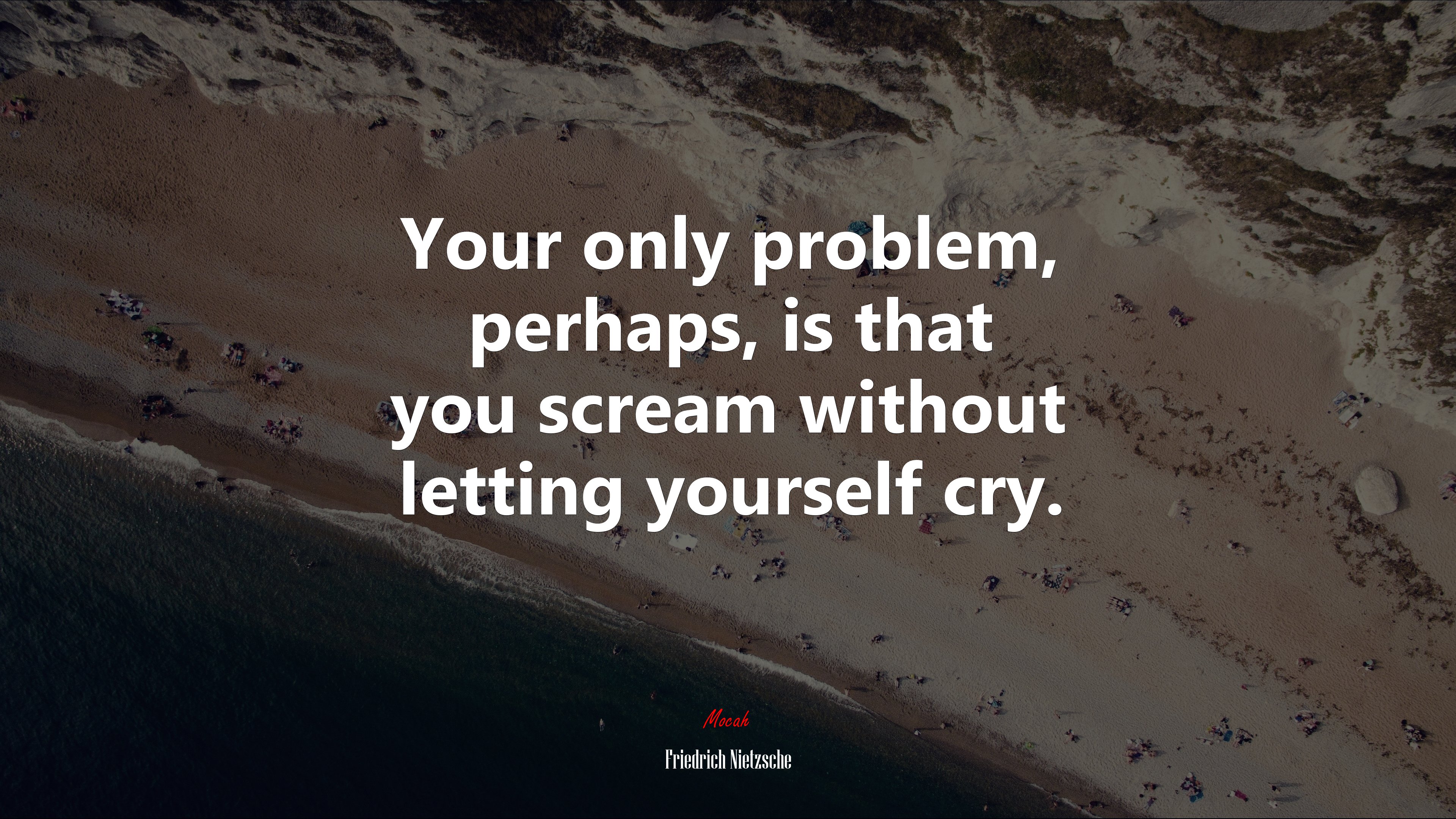 Your only problem, perhaps, is that you scream without letting yourself cry. | Friedrich Nietzsche quote HD Wallpaper