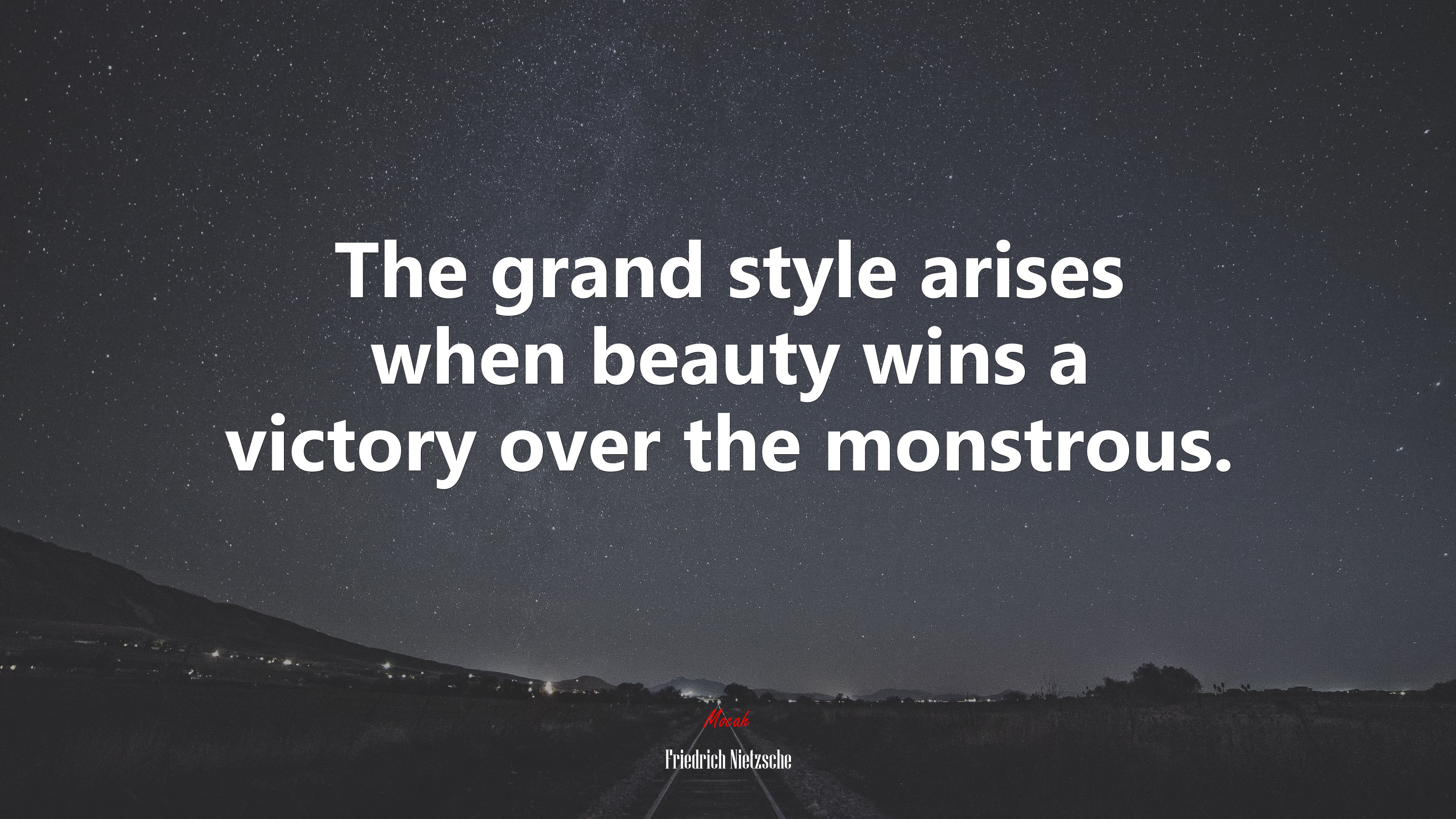 The grand style arises when beauty wins a victory over the monstrous. | Friedrich Nietzsche quote HD Wallpaper