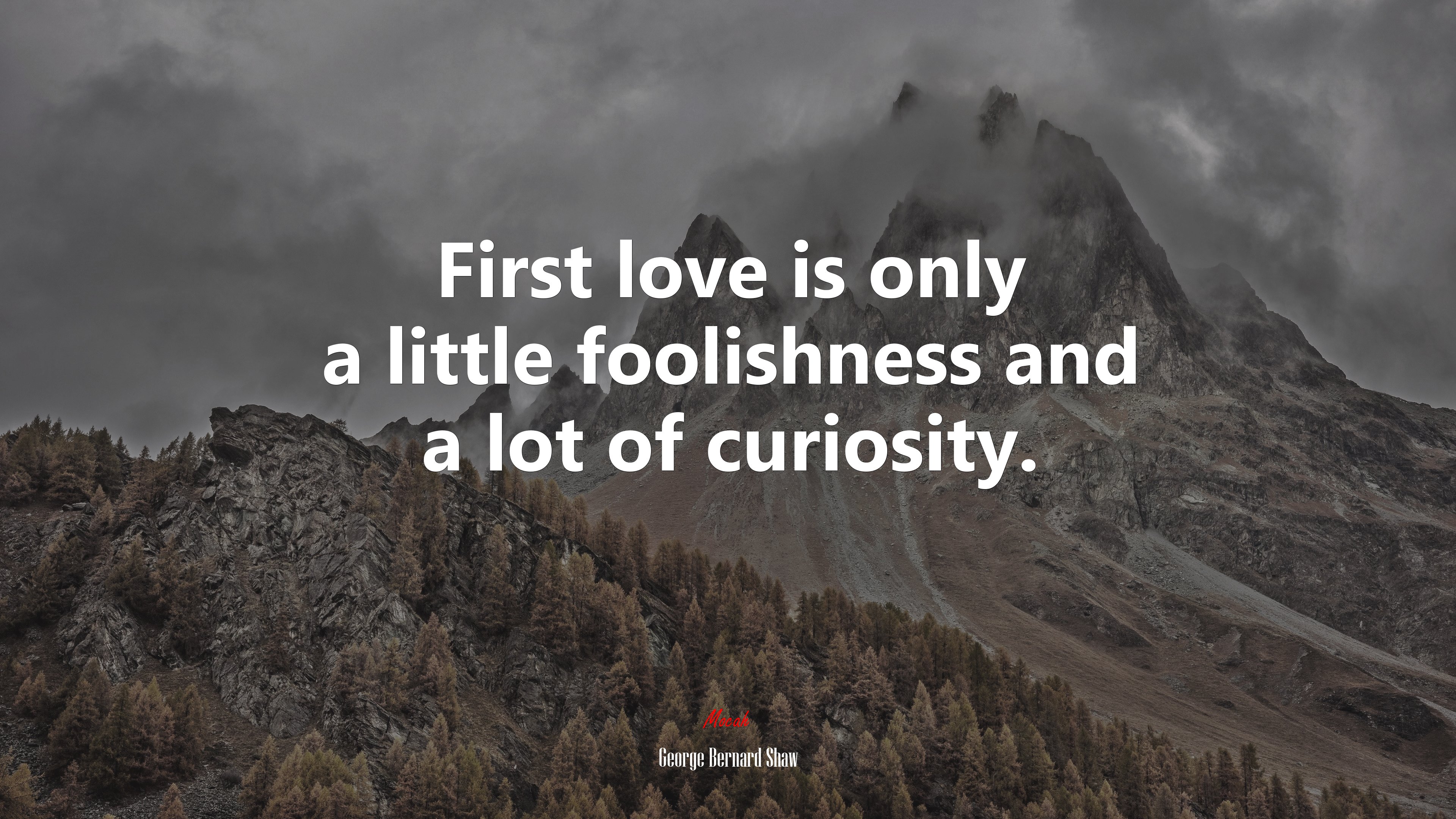 First love is only a little foolishness and a lot of curiosity. | George Bernard Shaw quote HD Wallpaper