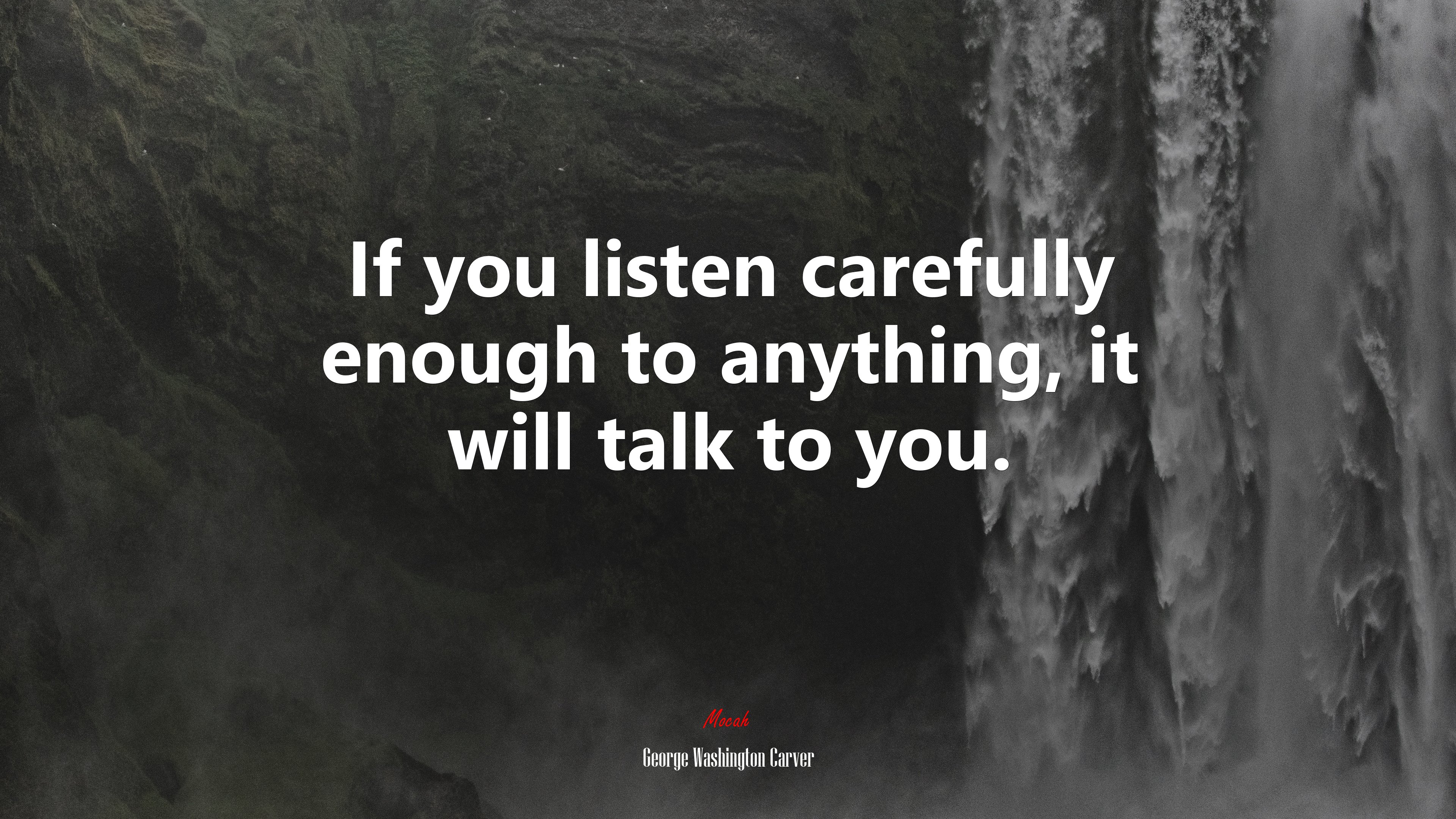 If you listen carefully enough to anything, it will talk to you. | George Washington Carver quote HD Wallpaper