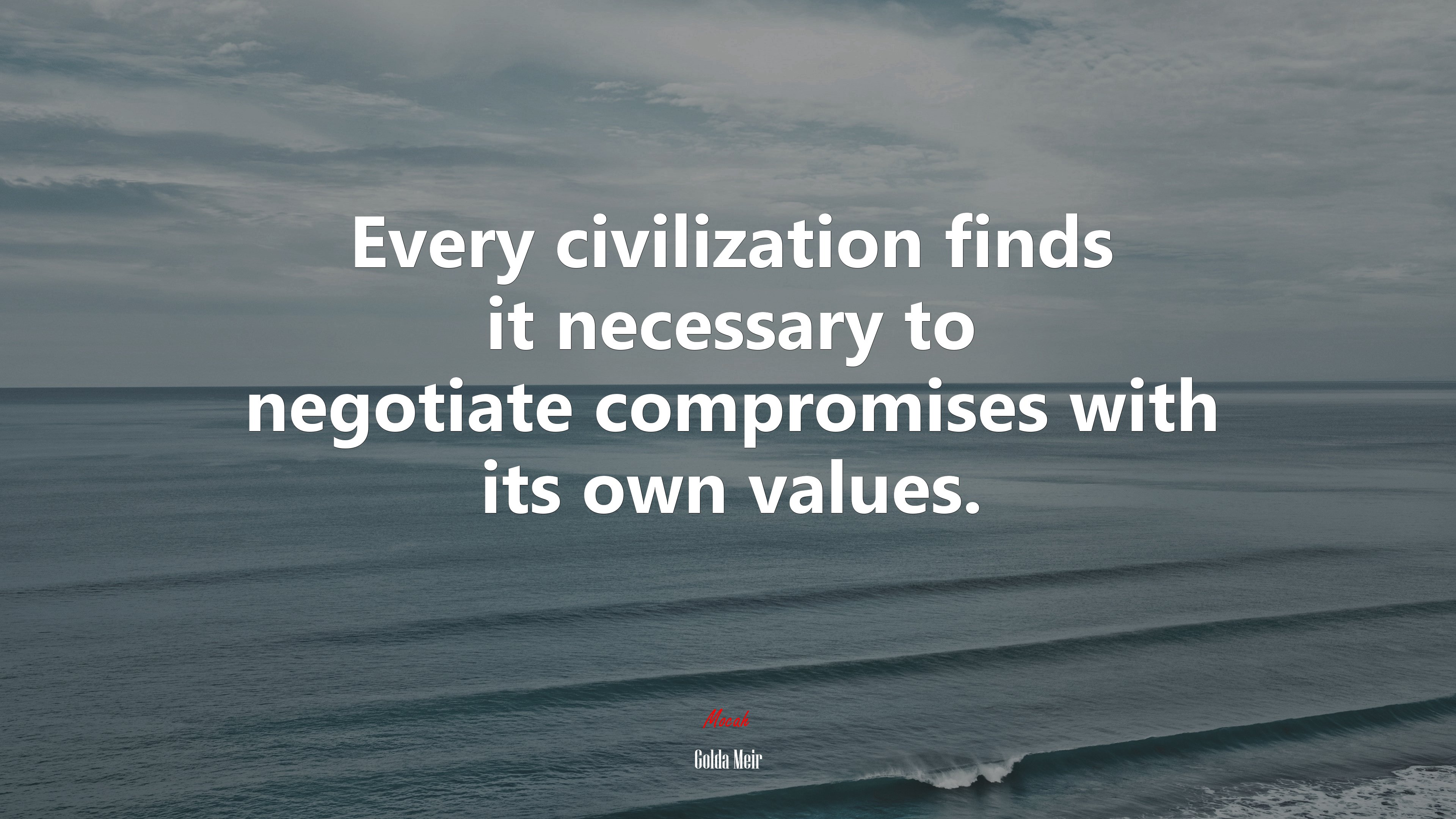 Every civilization finds it necessary to negotiate compromises with its own values. | Golda Meir quote HD Wallpaper
