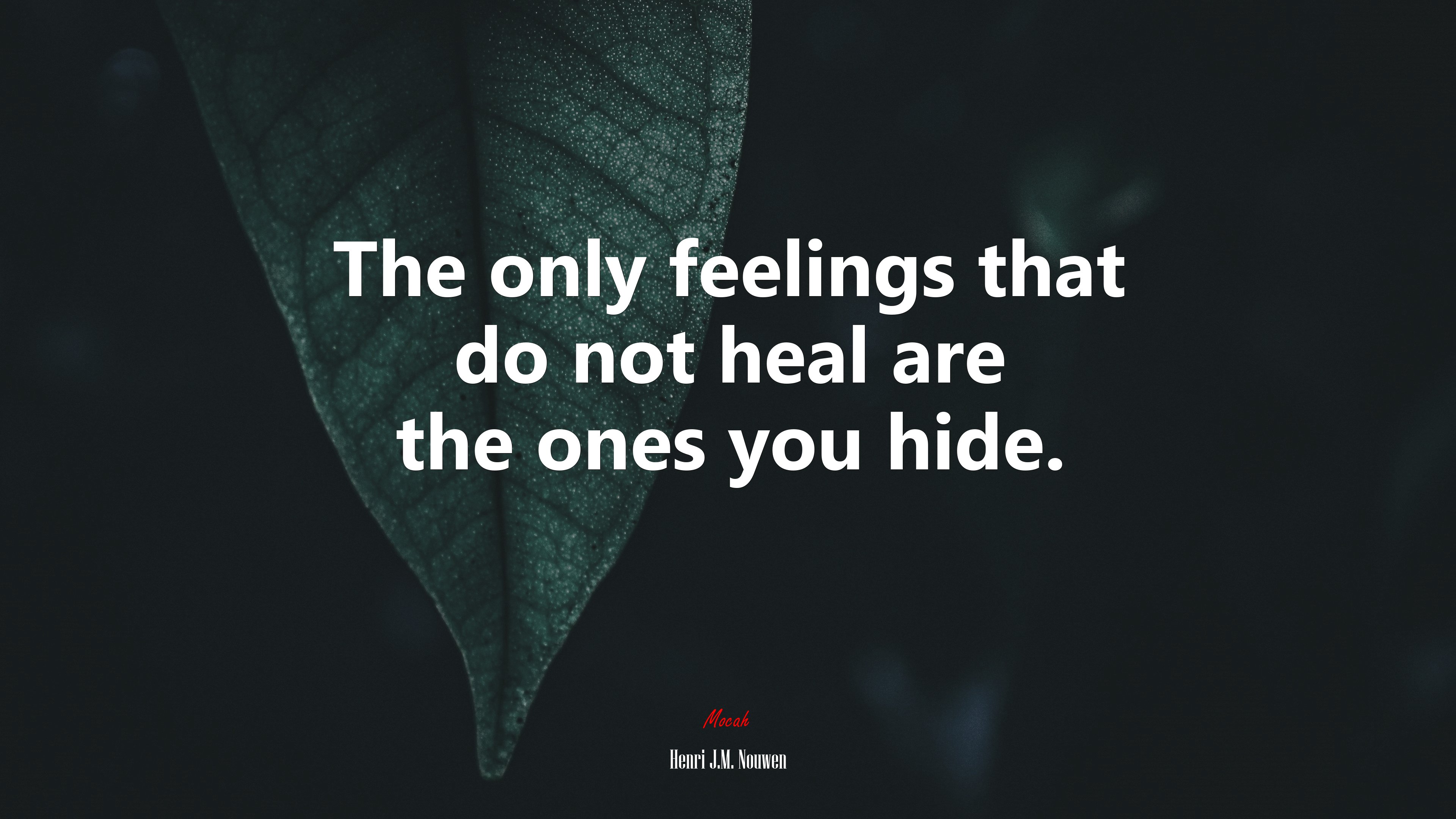 The only feelings that do not heal are the ones you hide. | Henri J.M. Nouwen quote HD Wallpaper