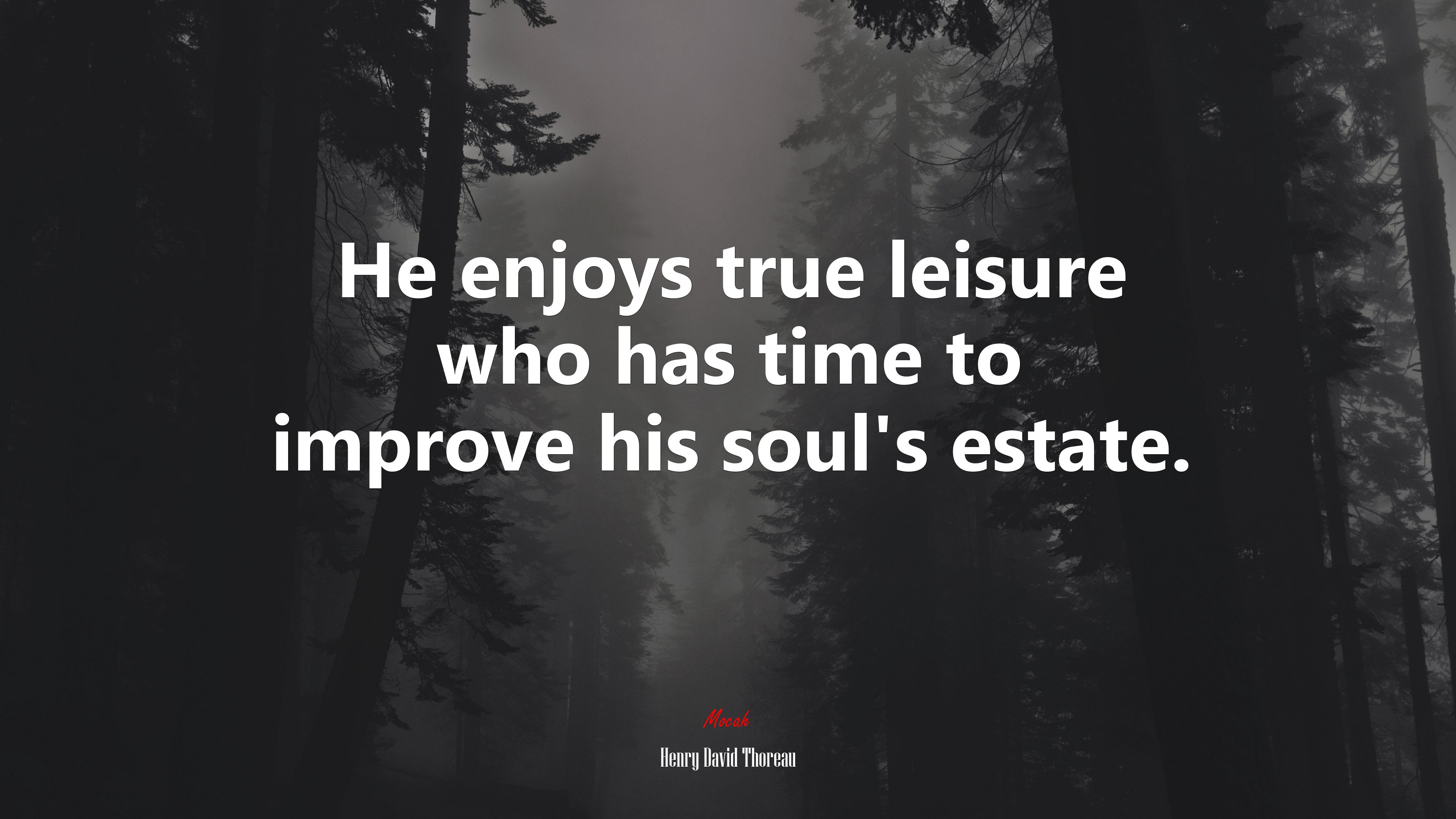 He enjoys true leisure who has time to improve his soul’s estate. | Henry David Thoreau quote HD Wallpaper