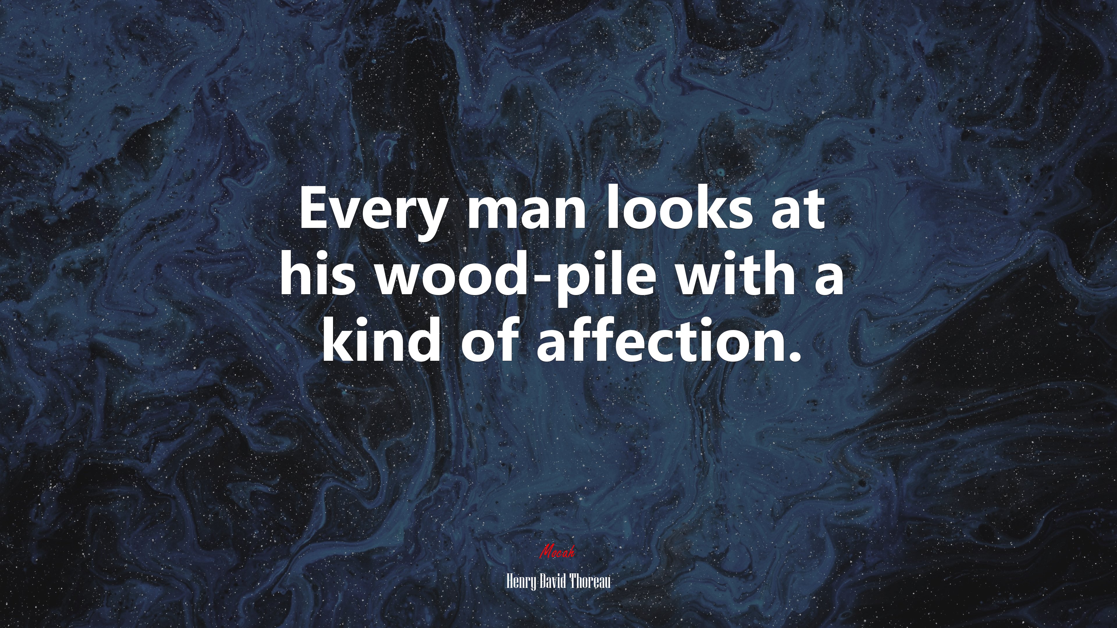 Every man looks at his wood-pile with a kind of affection. | Henry David Thoreau quote HD Wallpaper