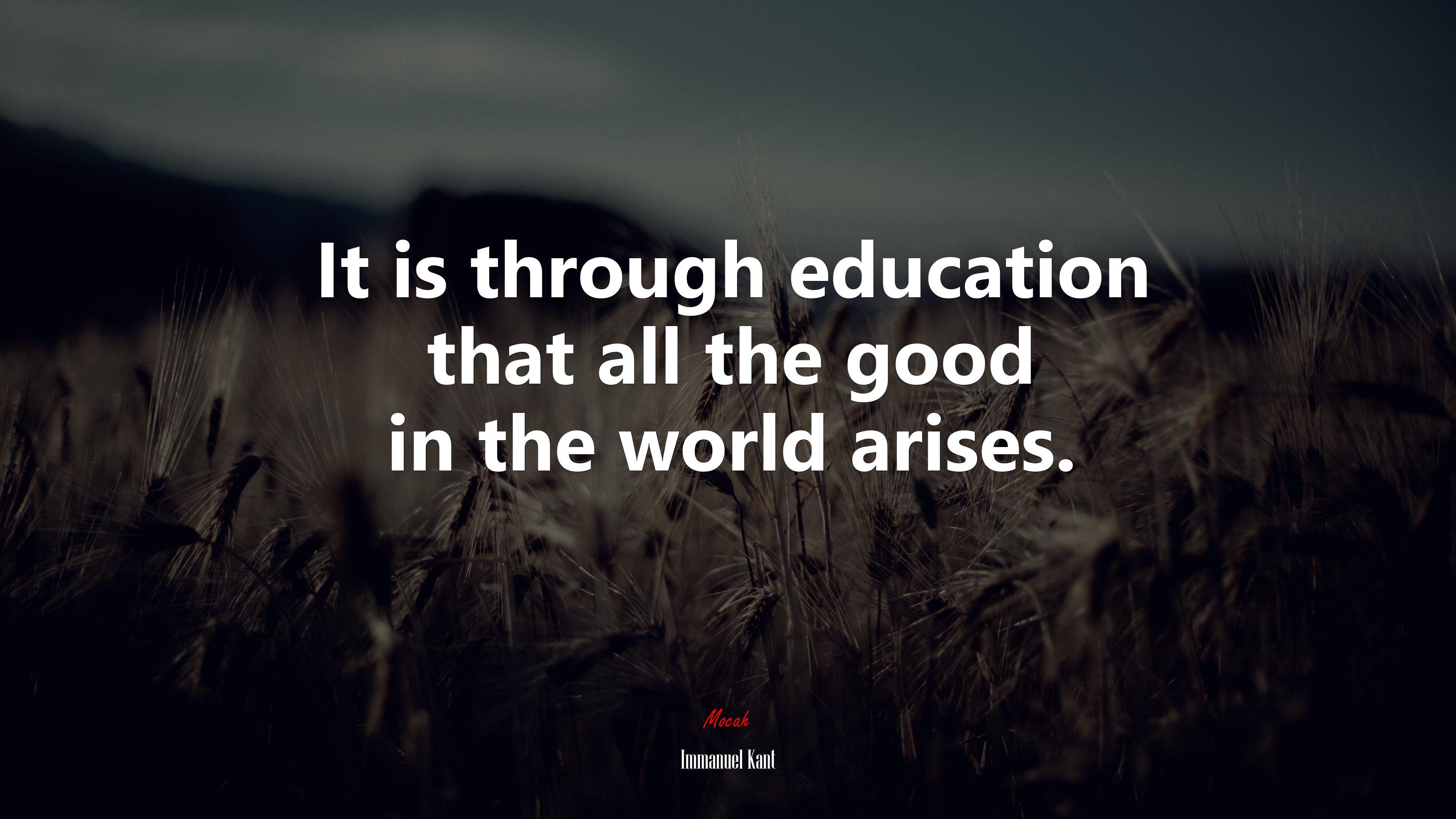 It is through education that all the good in the world arises. | Immanuel Kant quote HD Wallpaper