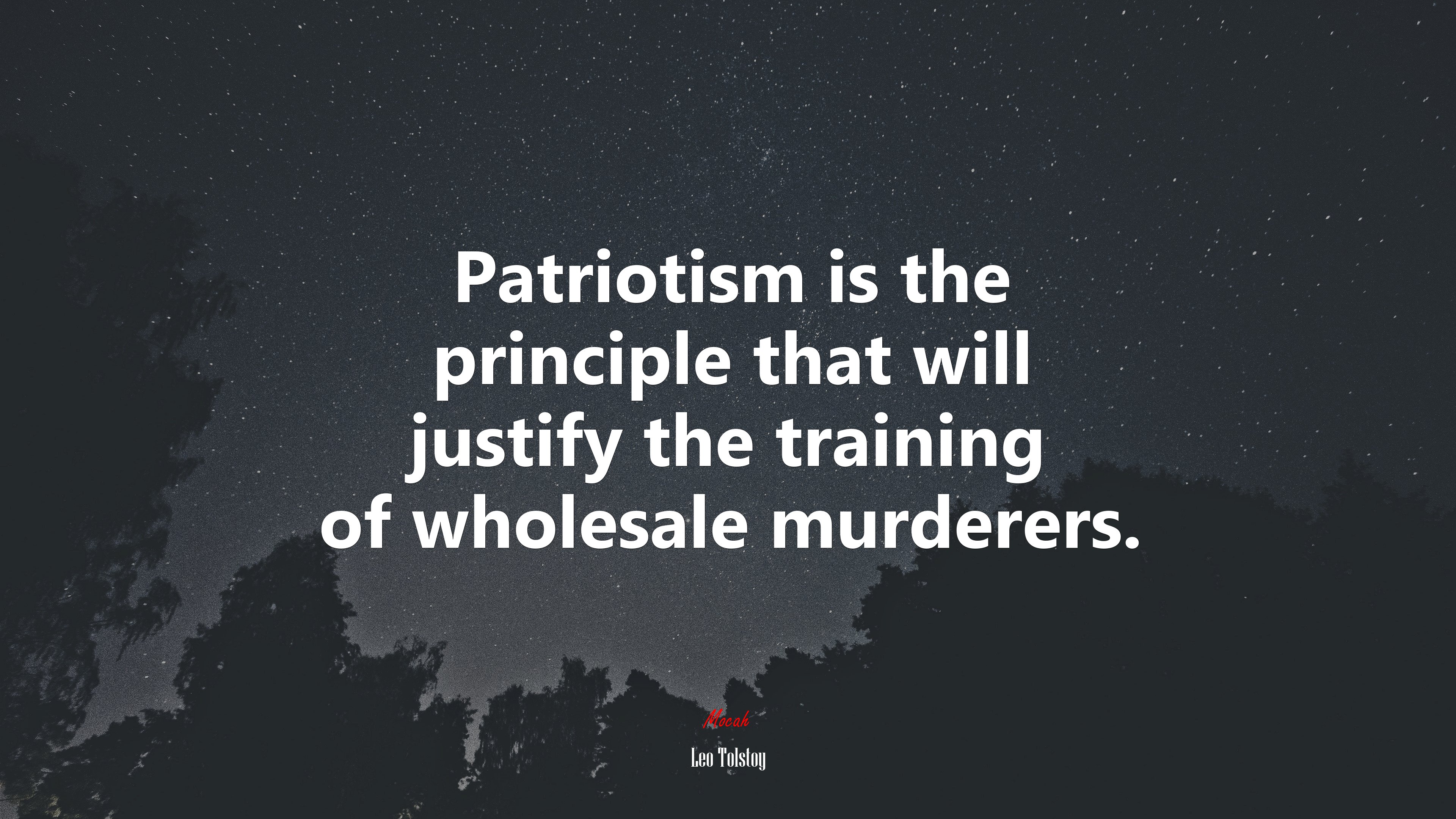 Patriotism is the principle that will justify the training of wholesale murderers. | Leo Tolstoy quote HD Wallpaper