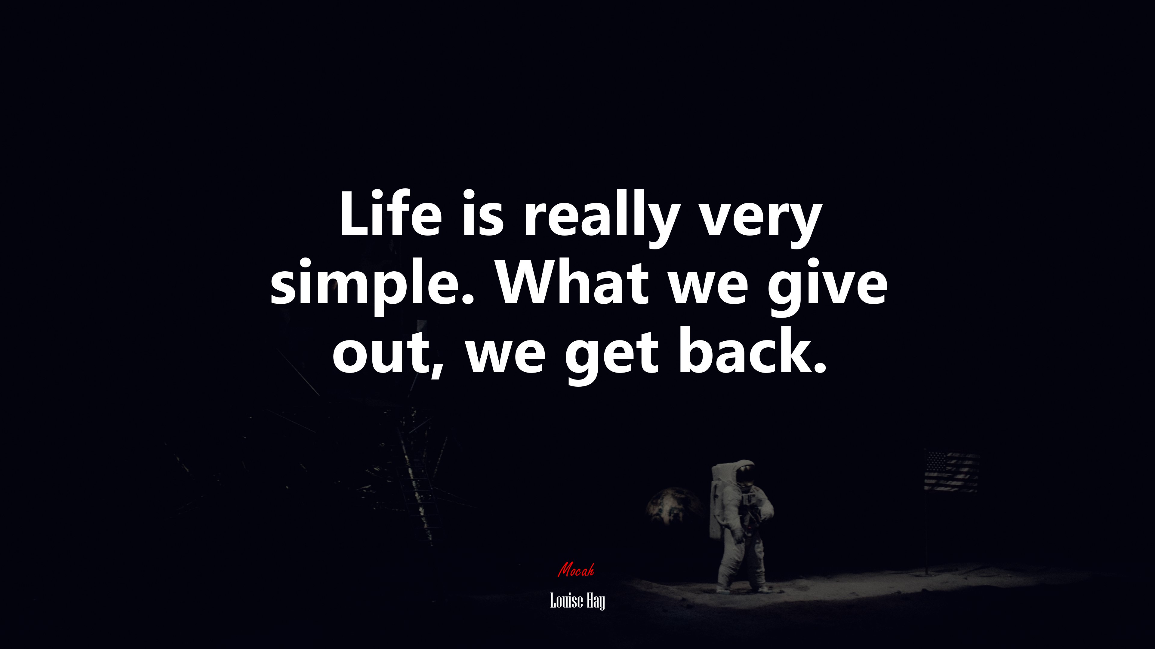 Life is really very simple. What we give out, we get back. | Louise Hay quote HD Wallpaper