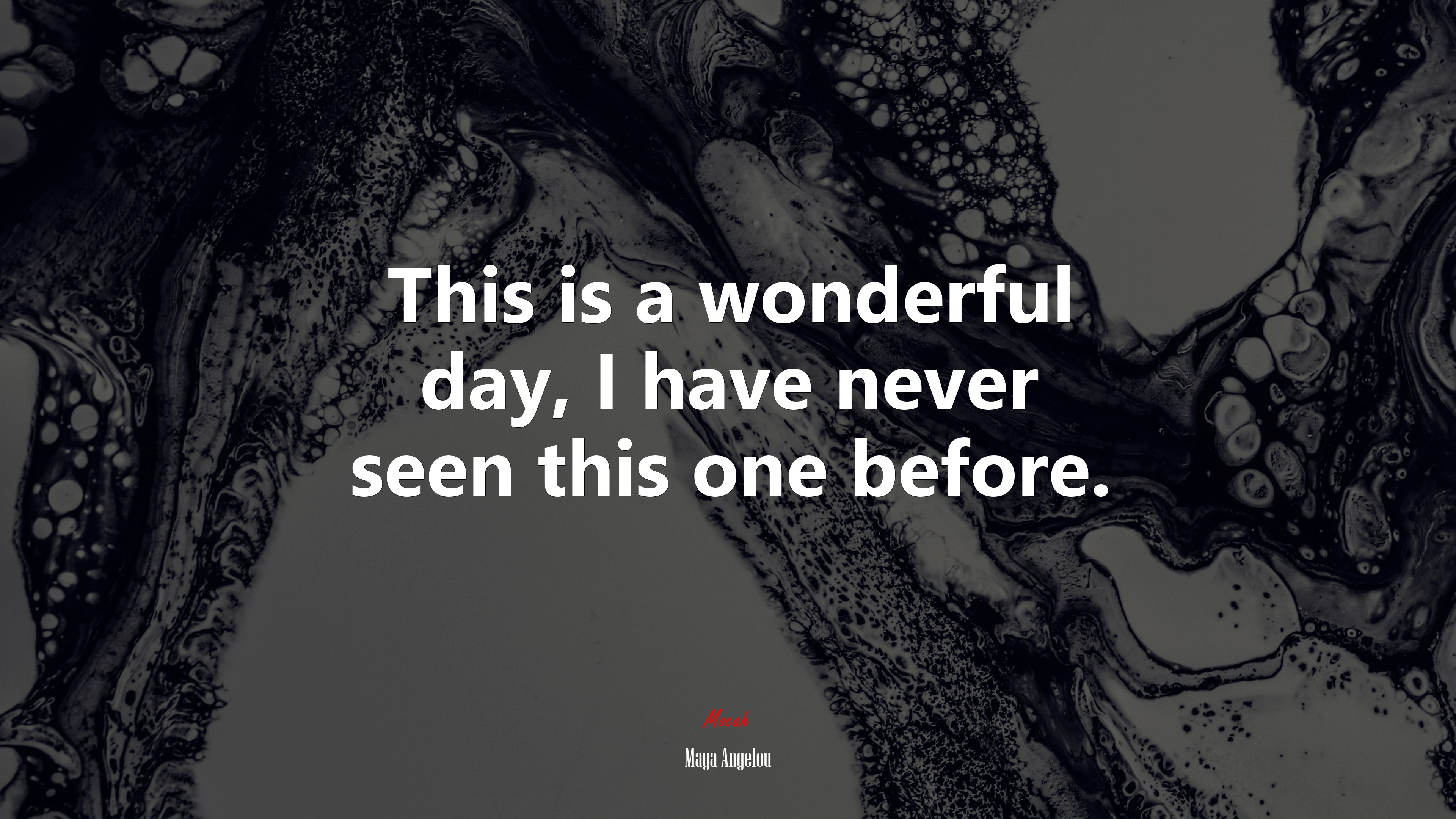 This is a wonderful day, I have never seen this one before. | Maya Angelou quote HD Wallpaper