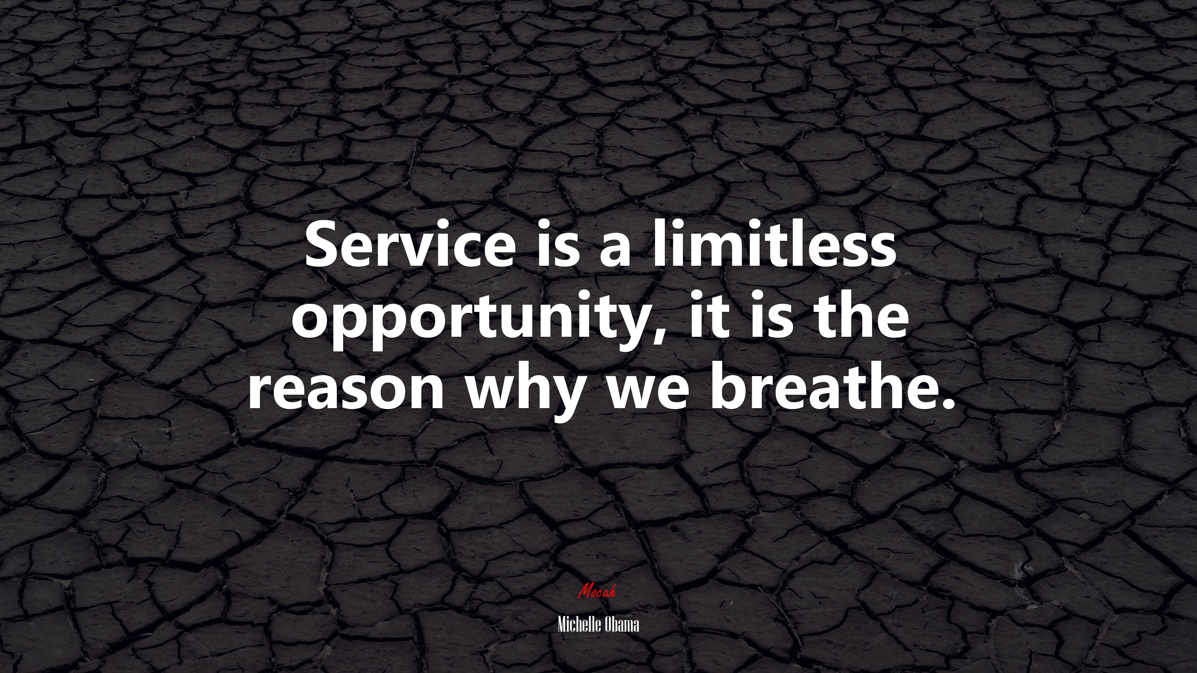 Service is a limitless opportunity, it is the reason why we breathe. | Michelle Obama quote HD Wallpaper