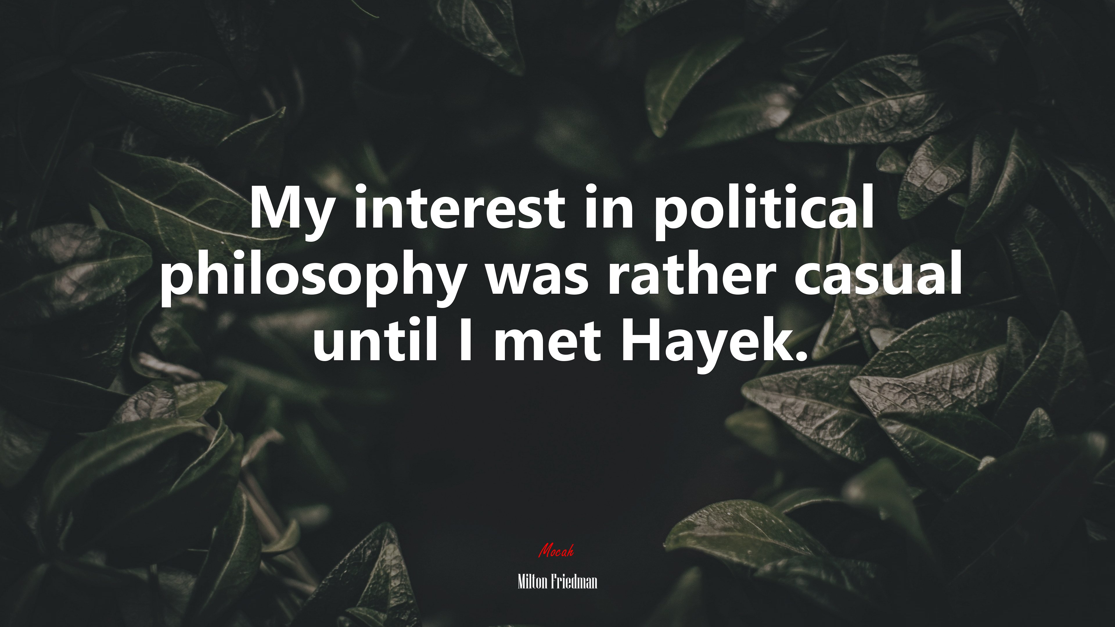 My interest in political philosophy was rather casual until I met Hayek. | Milton Friedman quote HD Wallpaper