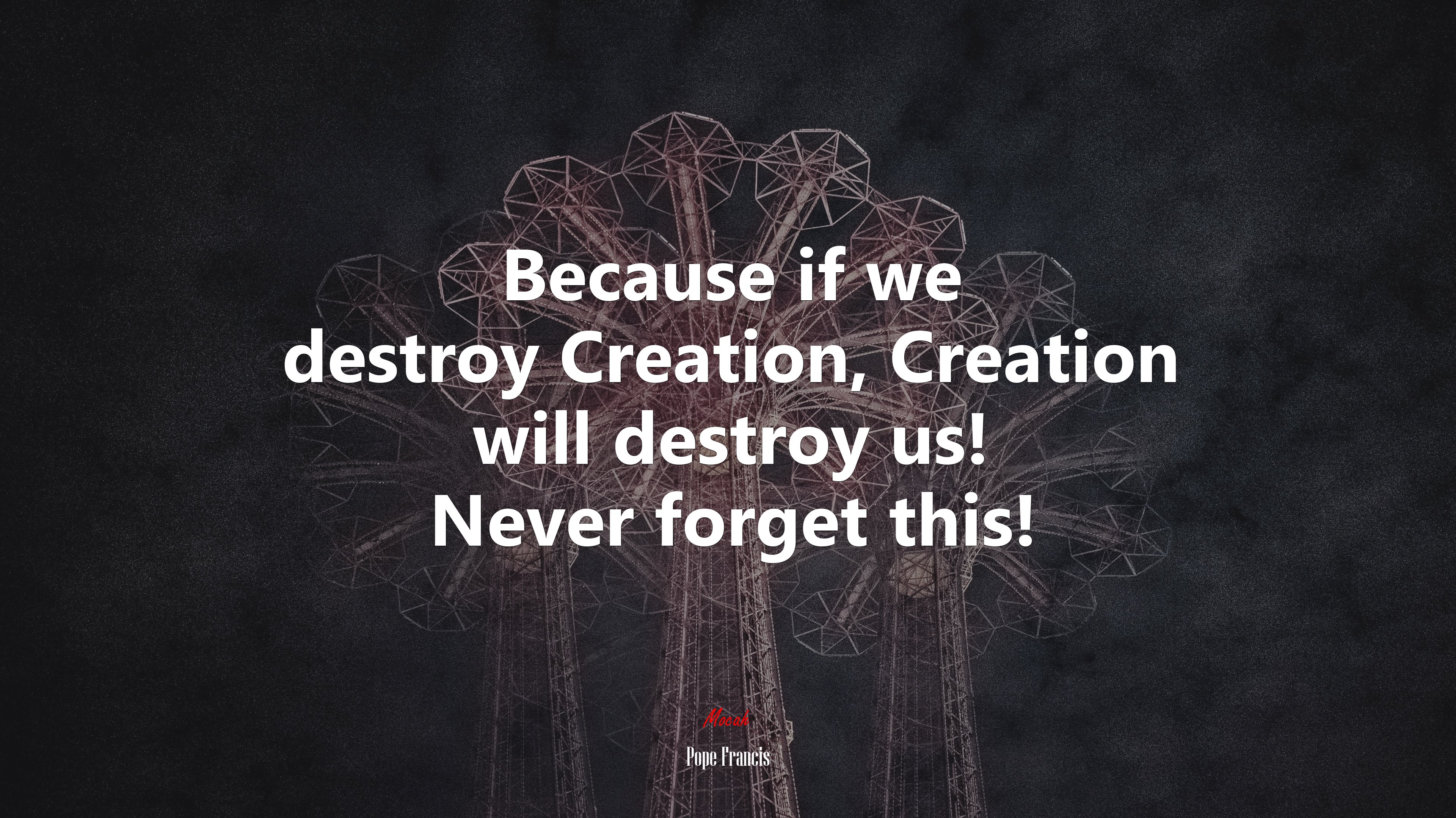Because if we destroy Creation, Creation will destroy us! Never forget this! | Pope Francis quote HD Wallpaper