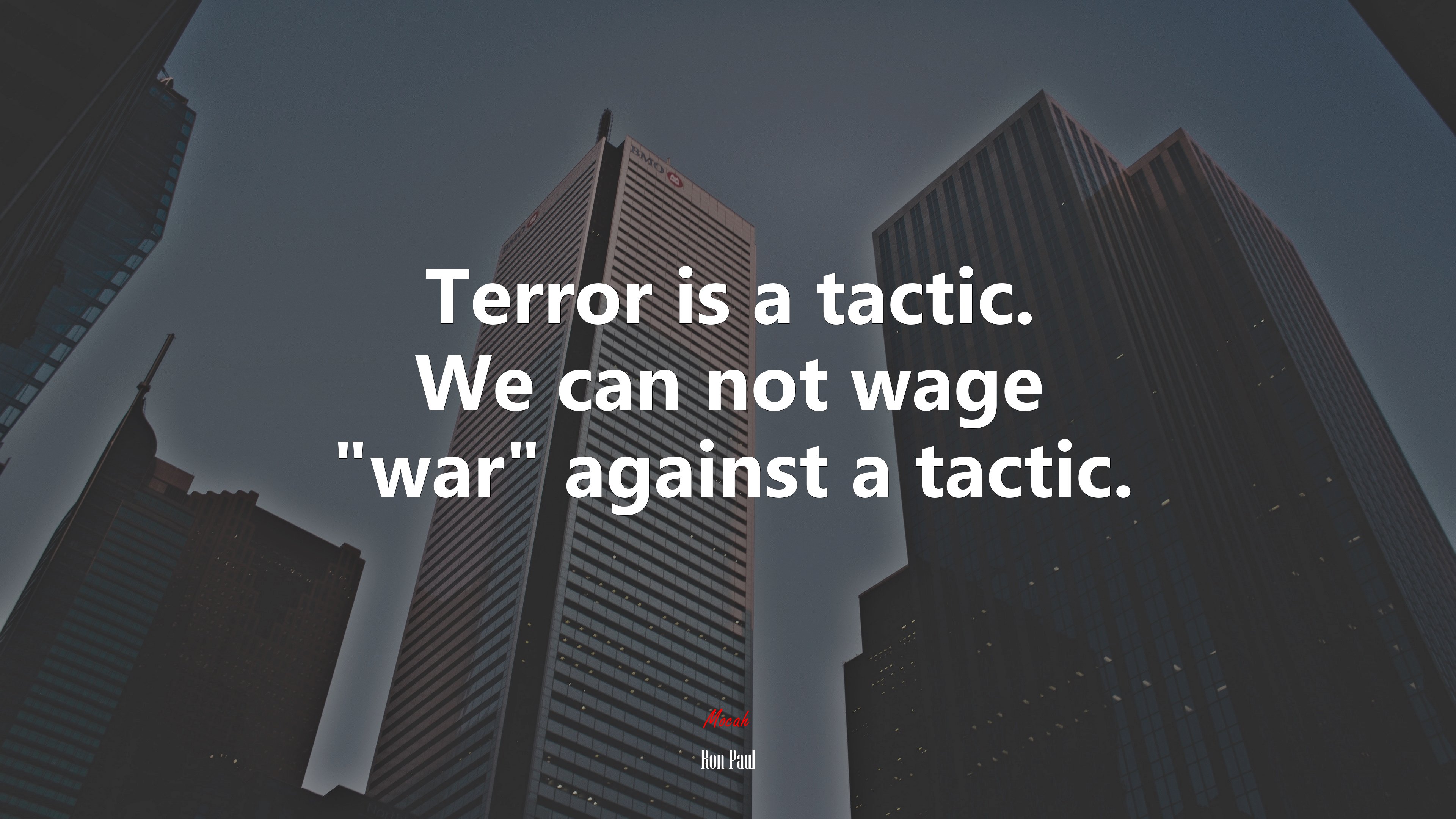 Terror is a tactic. We can not wage “war” against a tactic. | Ron Paul quote HD Wallpaper