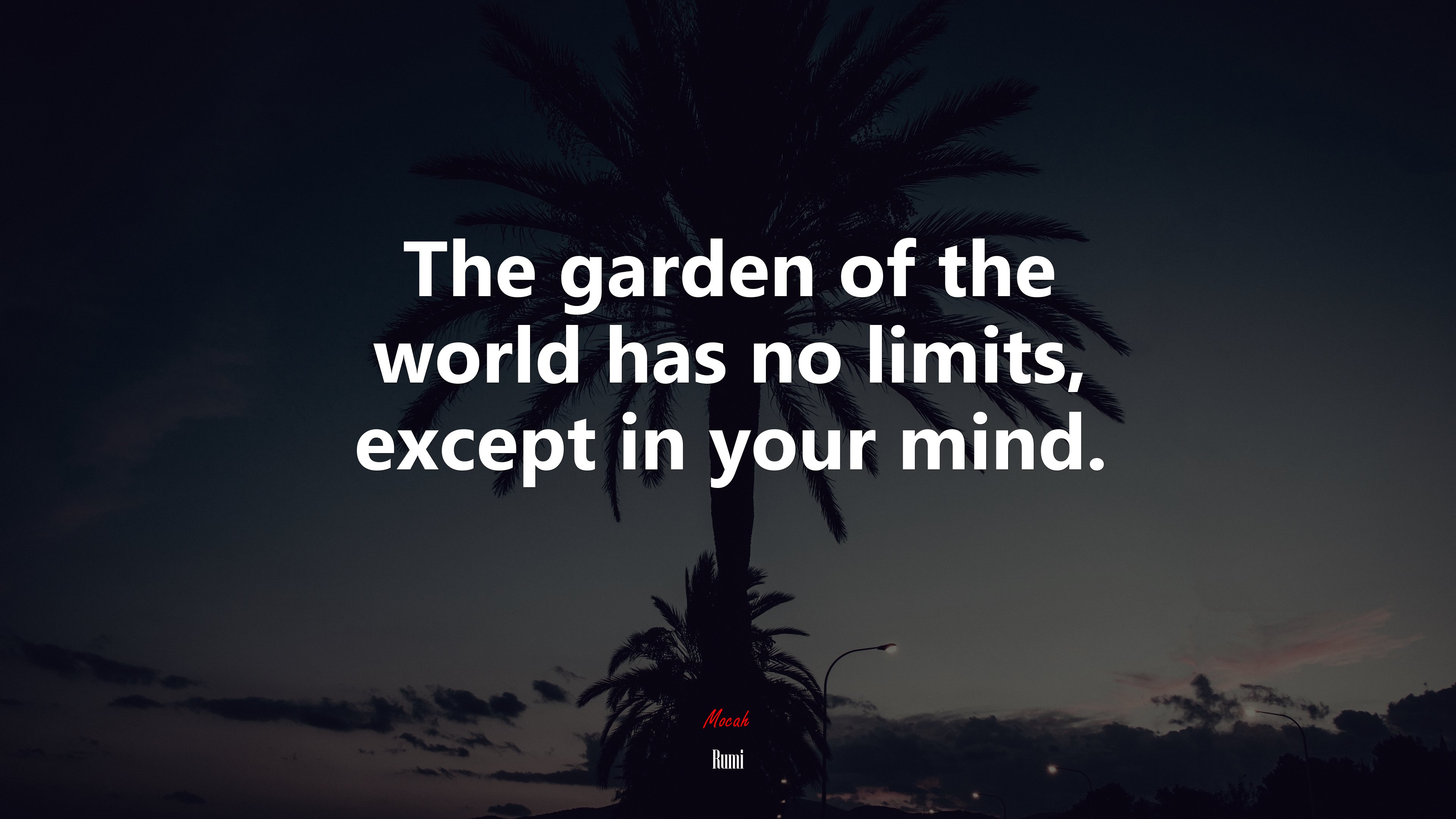 The garden of the world has no limits, except in your mind. | Rumi quote HD Wallpaper