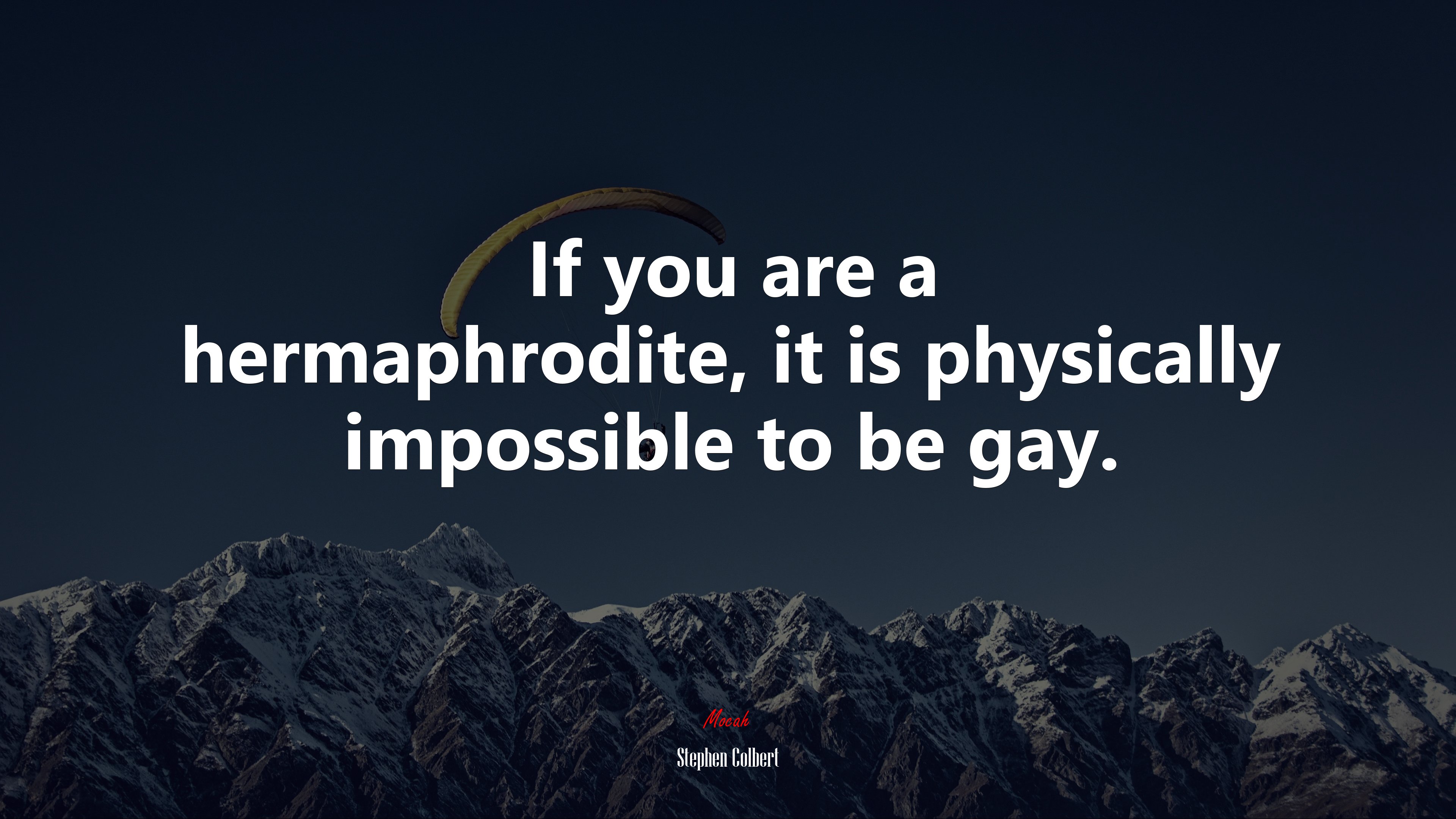 If you are a hermaphrodite, it is physically impossible to be gay. | Stephen Colbert quote HD Wallpaper
