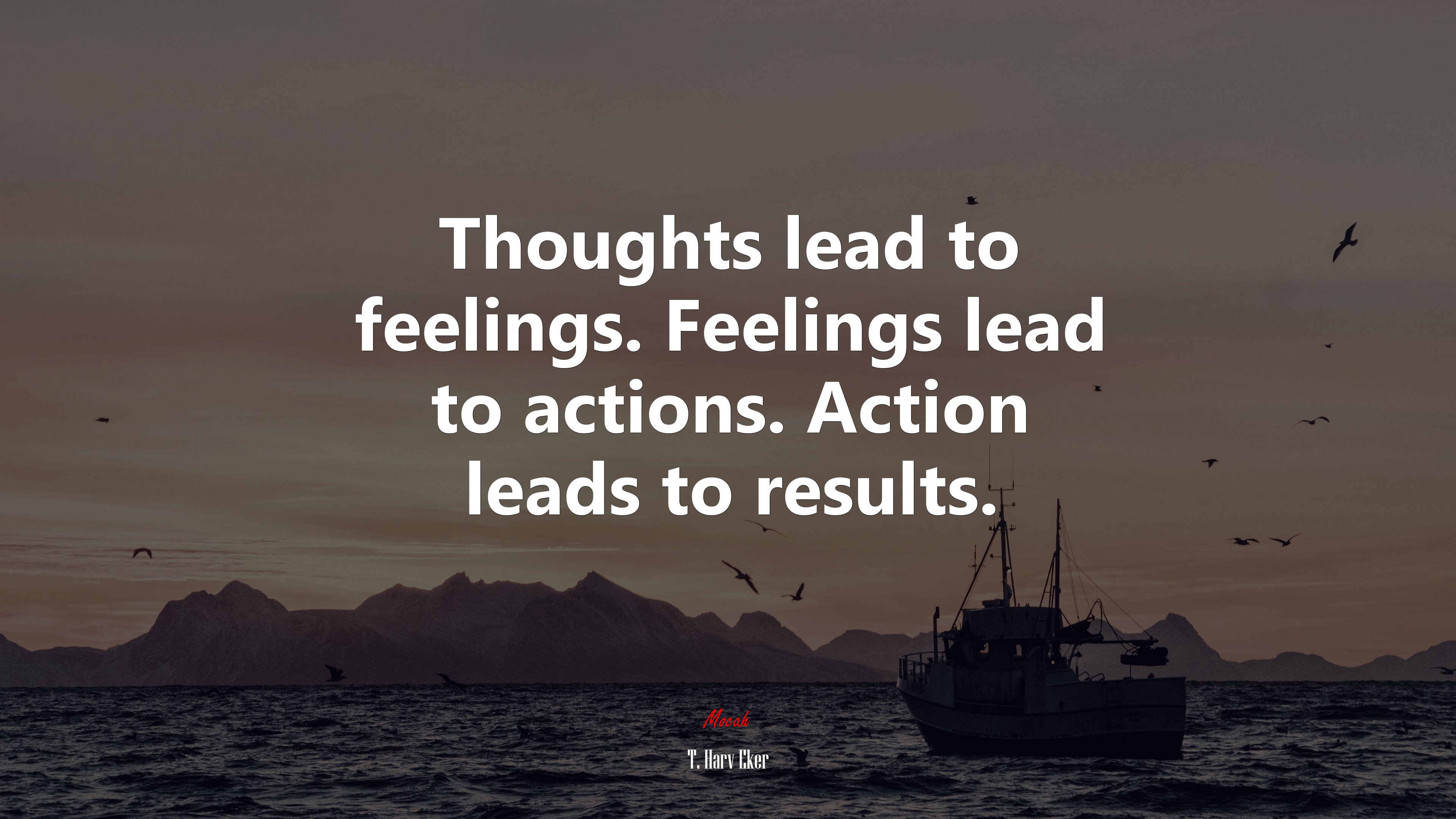 Thoughts lead to feelings. Feelings lead to actions. Action leads to results. | T. Harv Eker quote HD Wallpaper