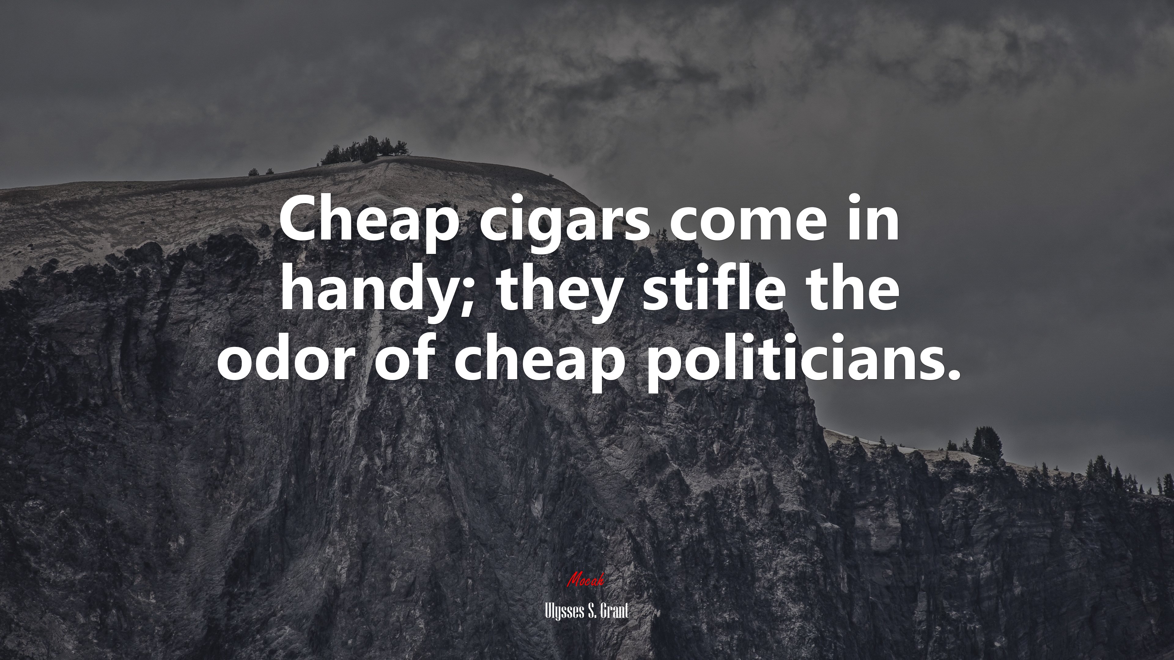 Cheap cigars come in handy; they stifle the odor of cheap politicians. | Ulysses S. Grant quote HD Wallpaper