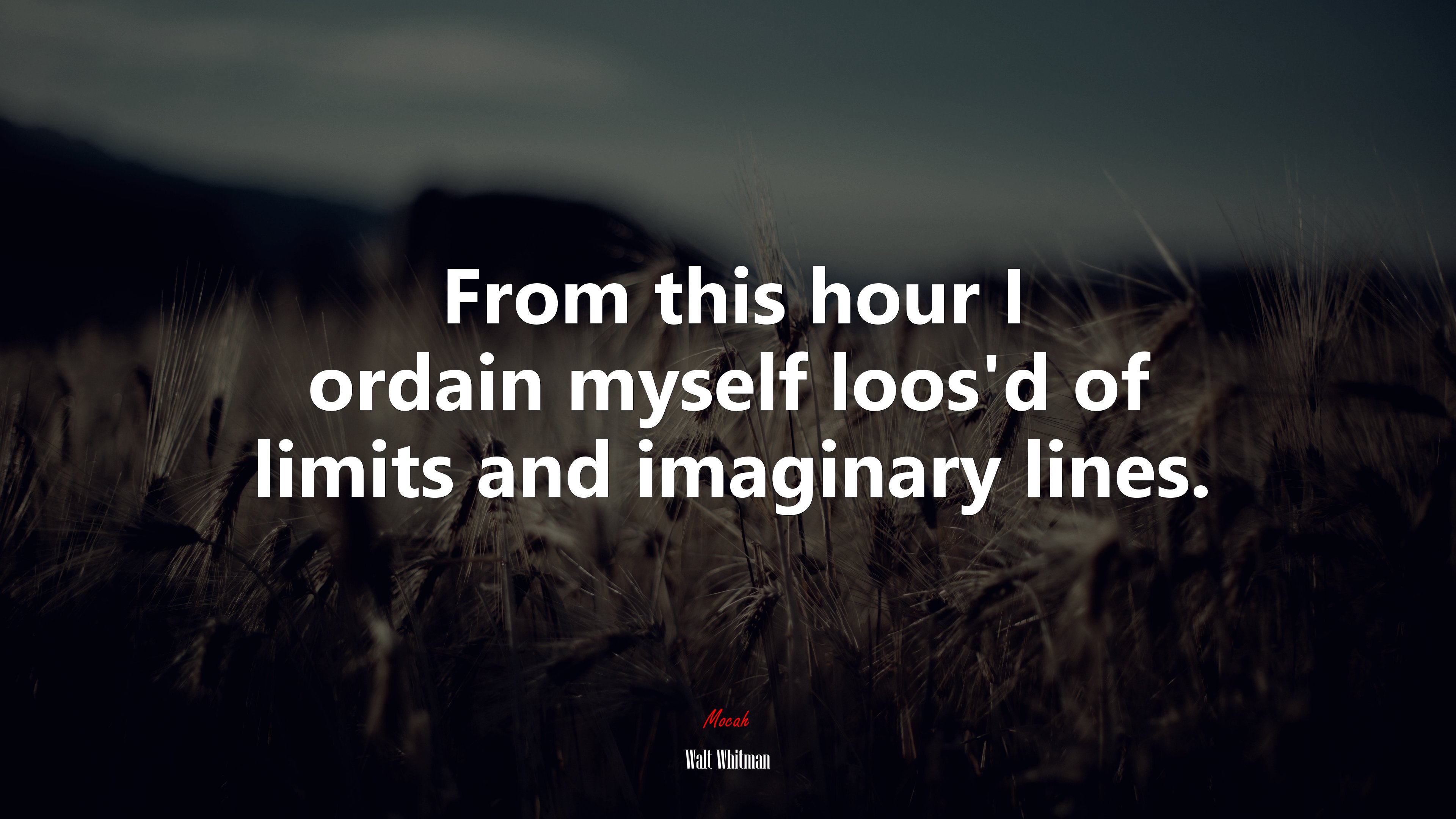 From this hour I ordain myself loos’d of limits and imaginary lines. | Walt Whitman quote HD Wallpaper