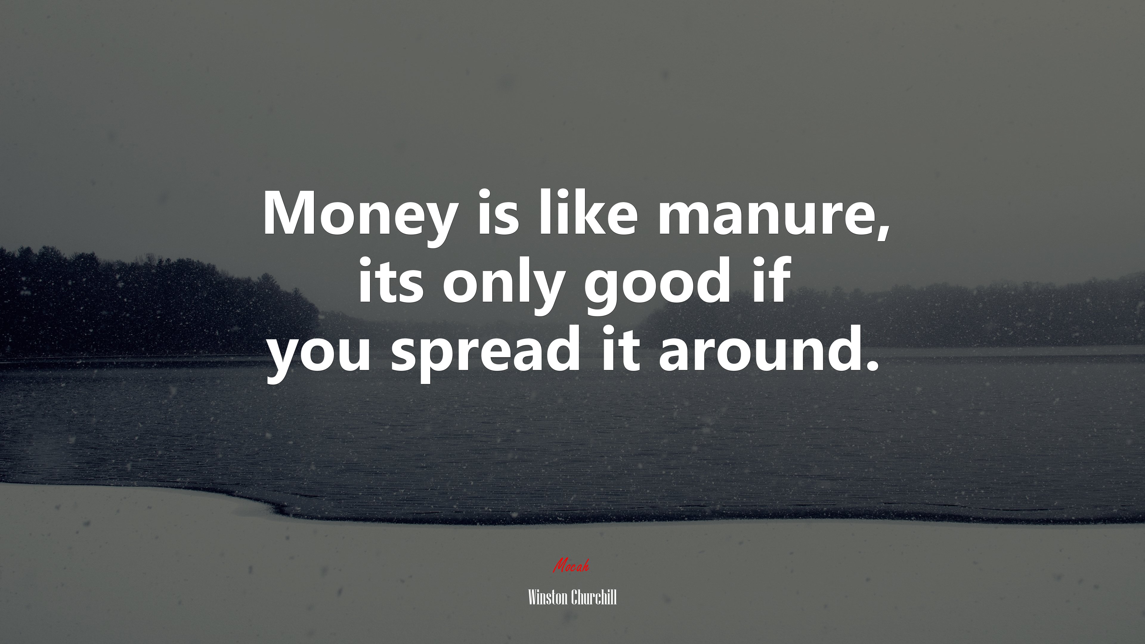 Money is like manure, its only good if you spread it around. | Winston Churchill quote HD Wallpaper