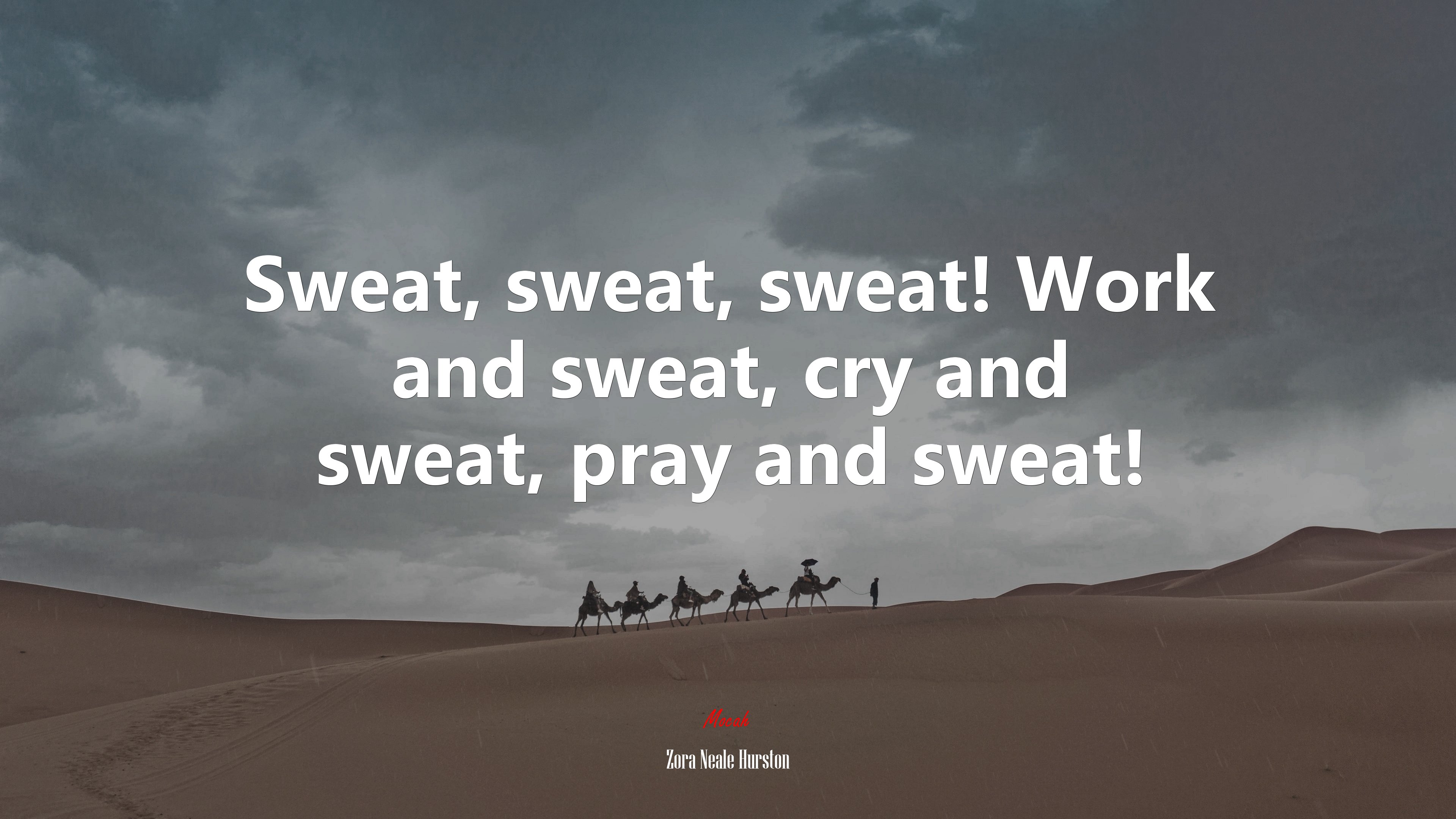 Sweat, sweat, sweat! Work and sweat, cry and sweat, pray and sweat! | Zora Neale Hurston quote HD Wallpaper