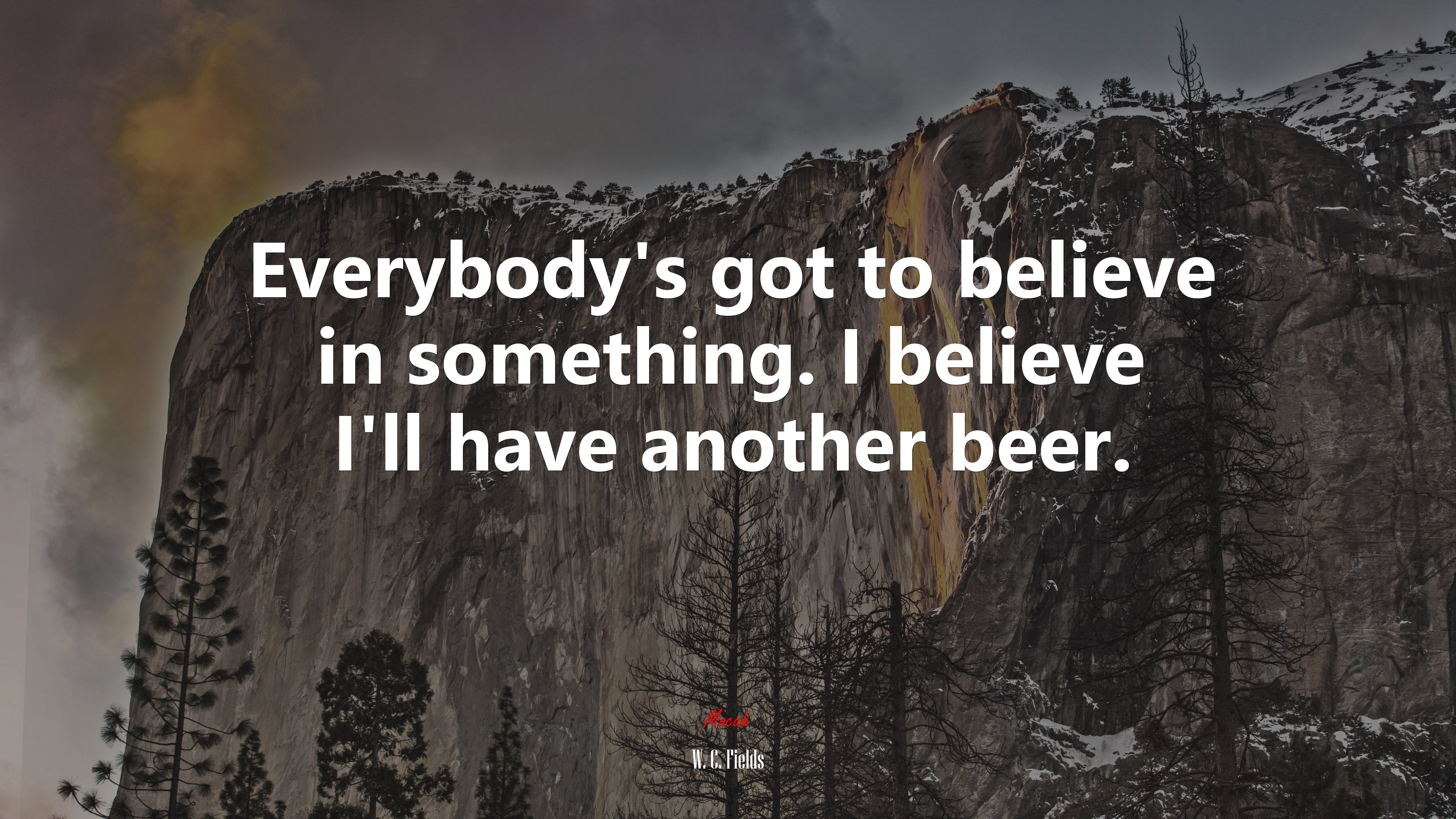 Everybody’s got to believe in something. I believe I’ll have another beer. | W. C. Fields quote HD Wallpaper