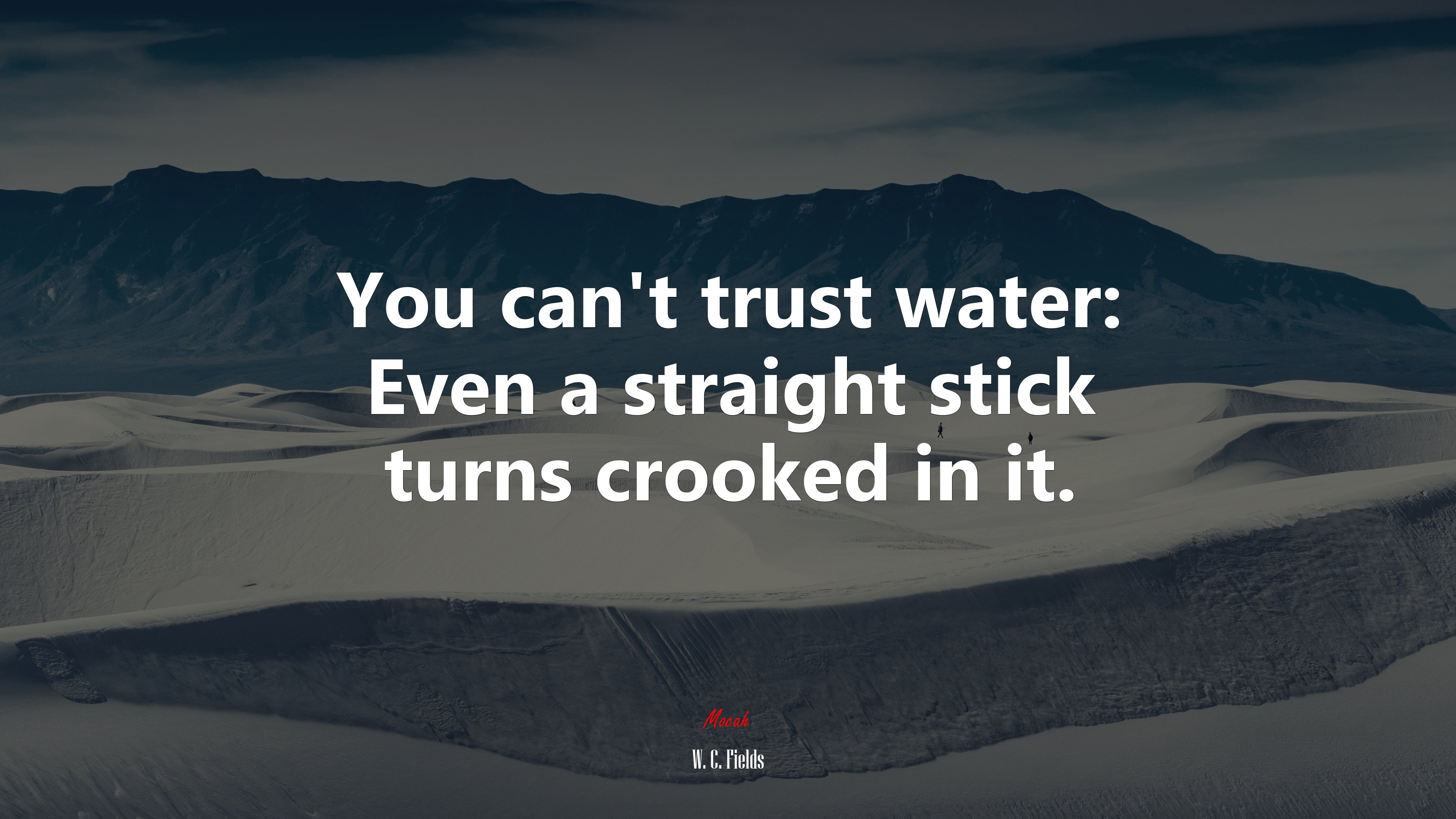 You can’t trust water: Even a straight stick turns crooked in it. | W. C. Fields quote HD Wallpaper