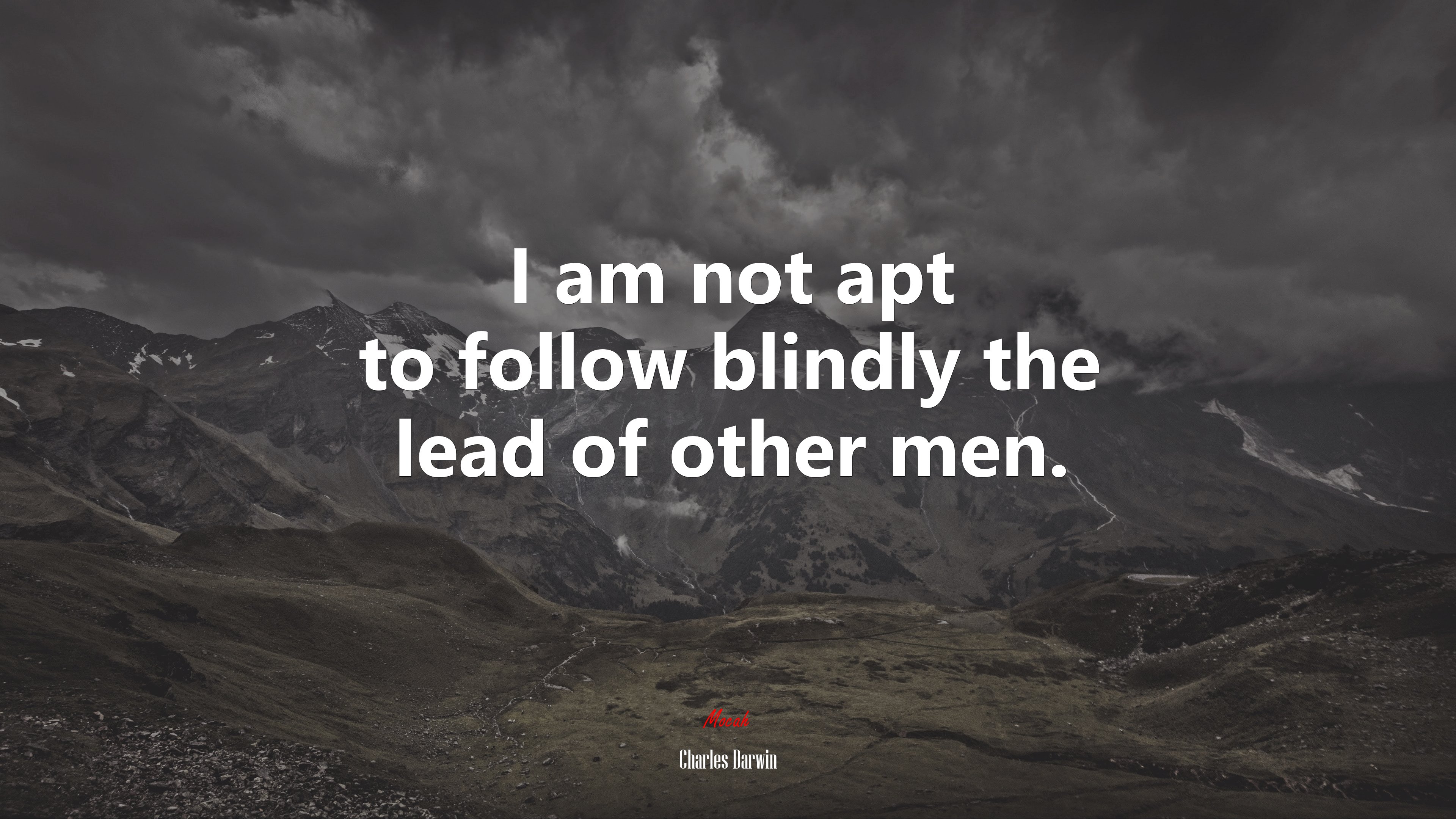 I am not apt to follow blindly the lead of other men. | Charles Darwin quote HD Wallpaper