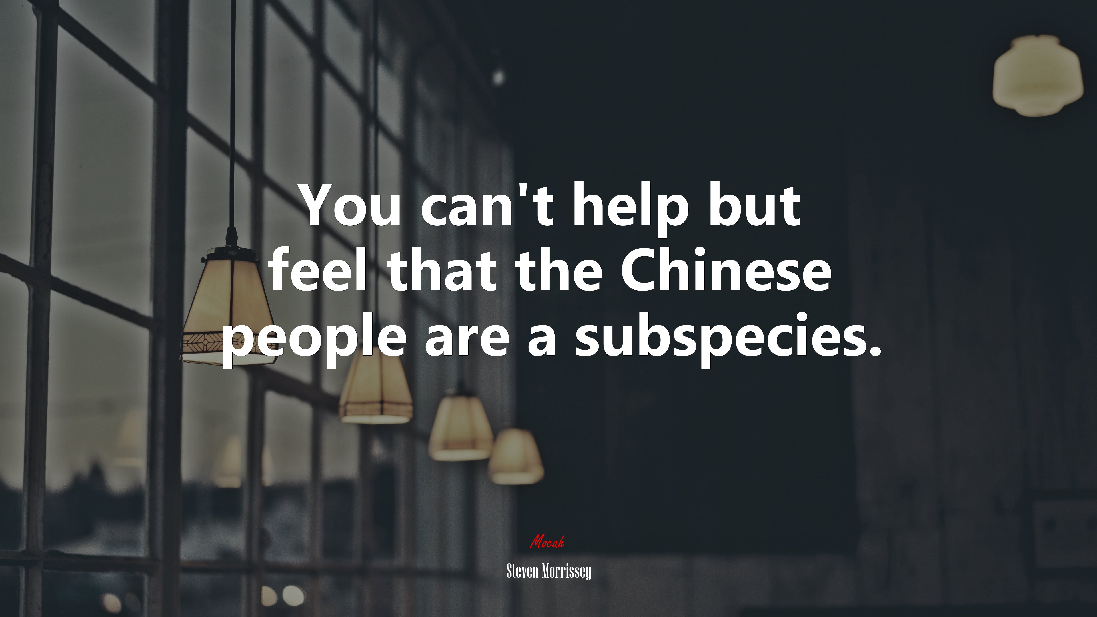 You can’t help but feel that the Chinese people are a subspecies. | Steven Morrissey quote HD Wallpaper