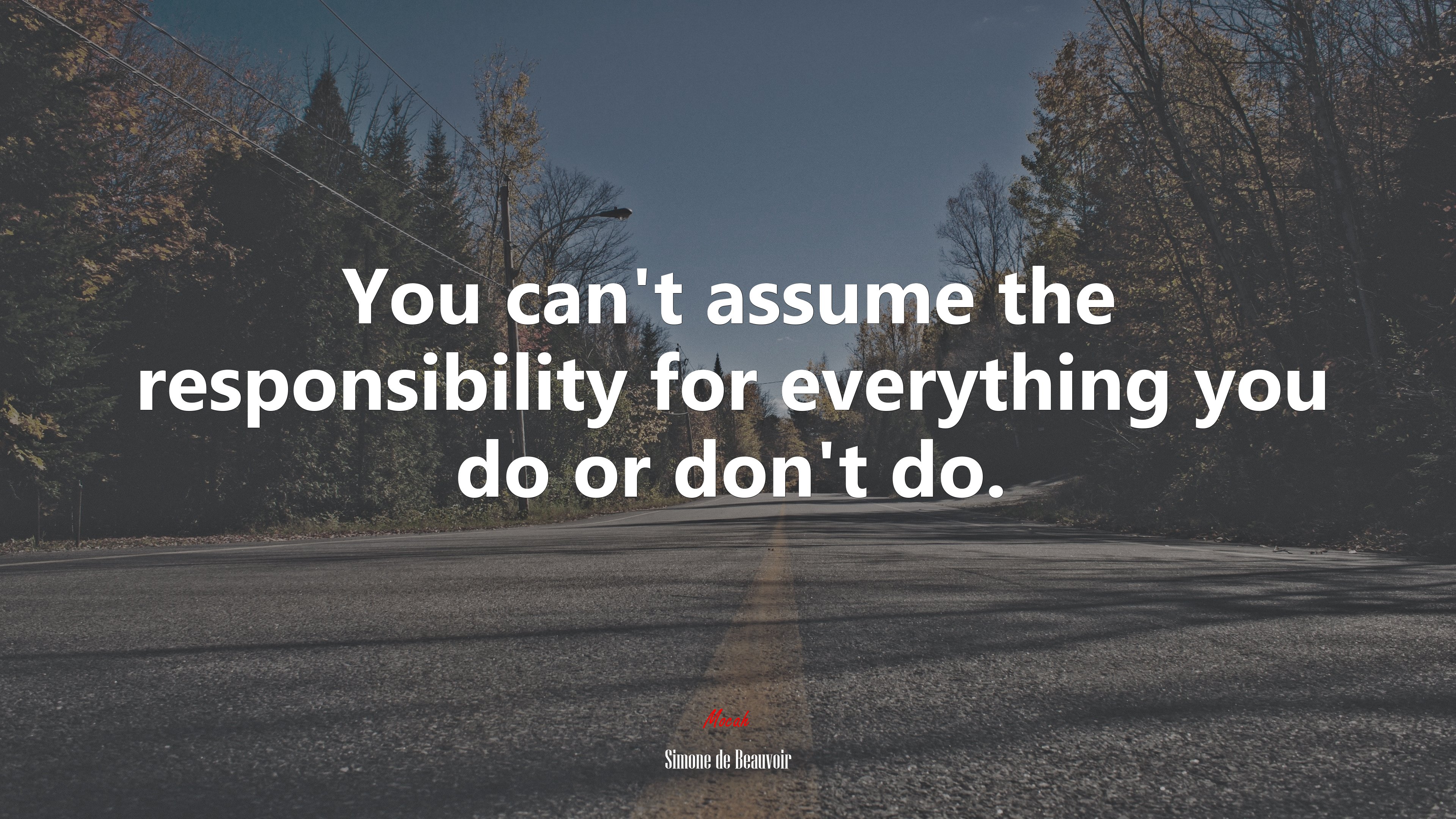 You can’t assume the responsibility for everything you do or don’t do. | Simone de Beauvoir quote HD Wallpaper