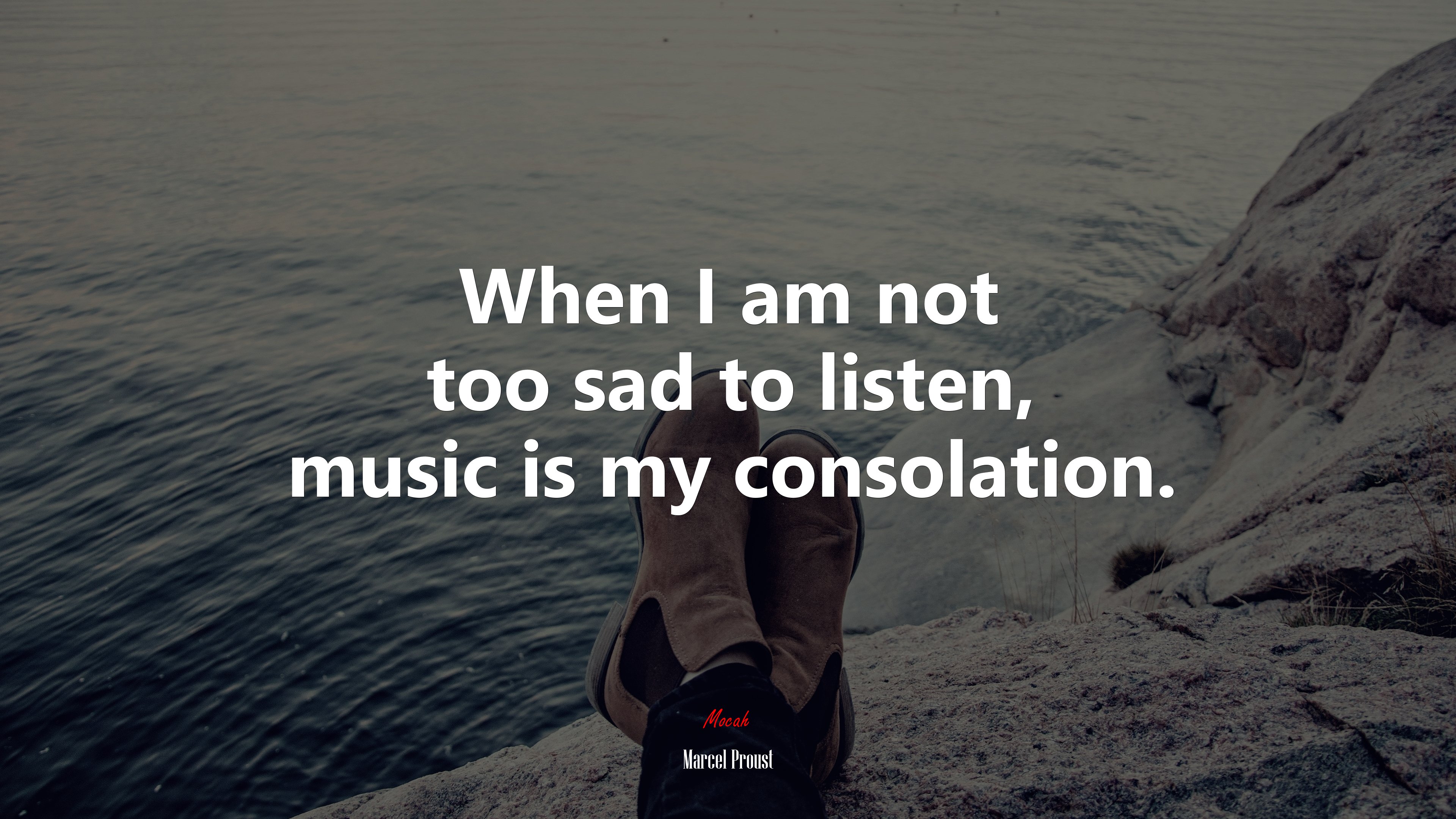When I am not too sad to listen, music is my consolation. | Marcel Proust quote HD Wallpaper