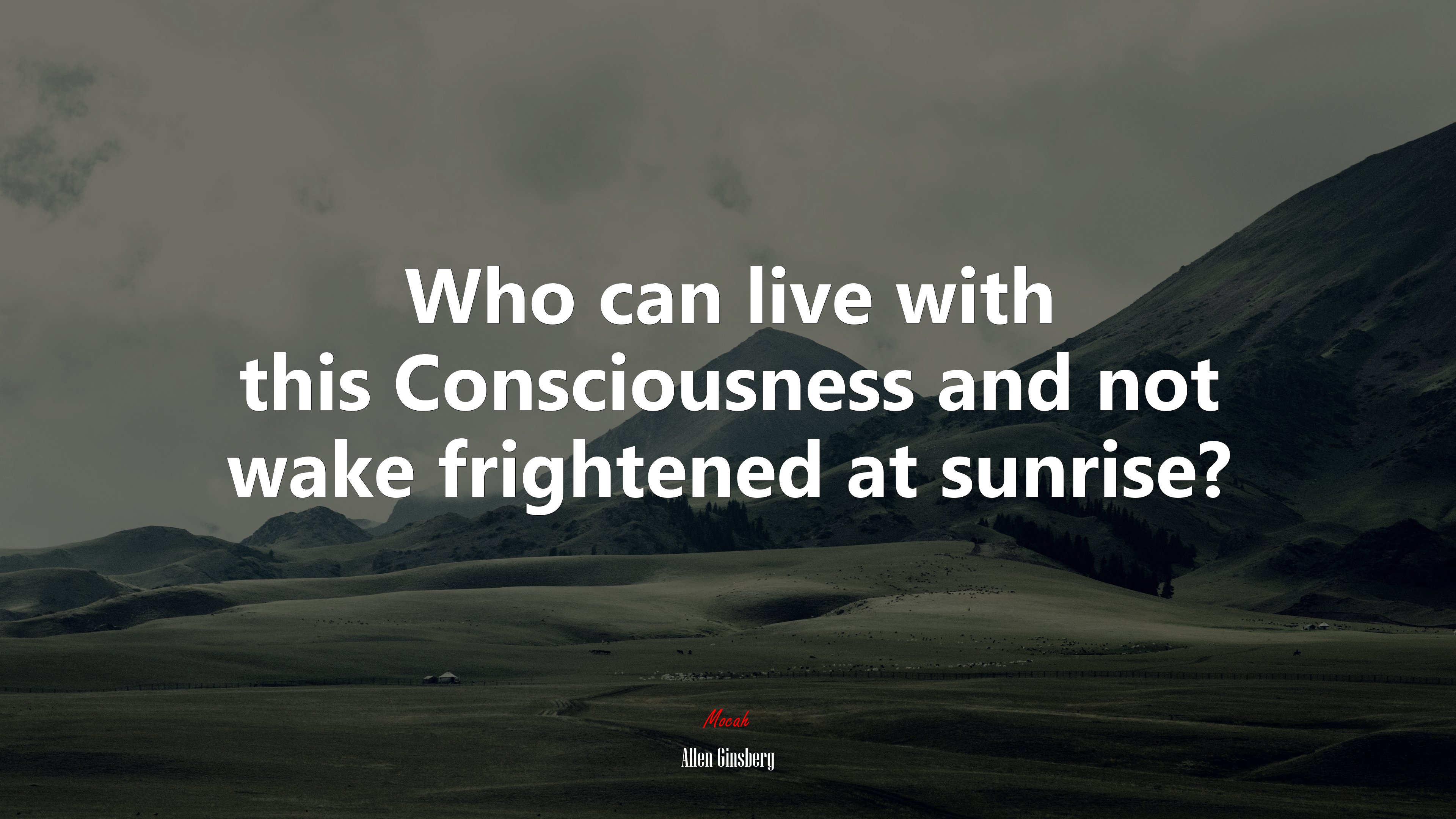 Who can live with this Consciousness and not wake frightened at sunrise? | Allen Ginsberg quote HD Wallpaper