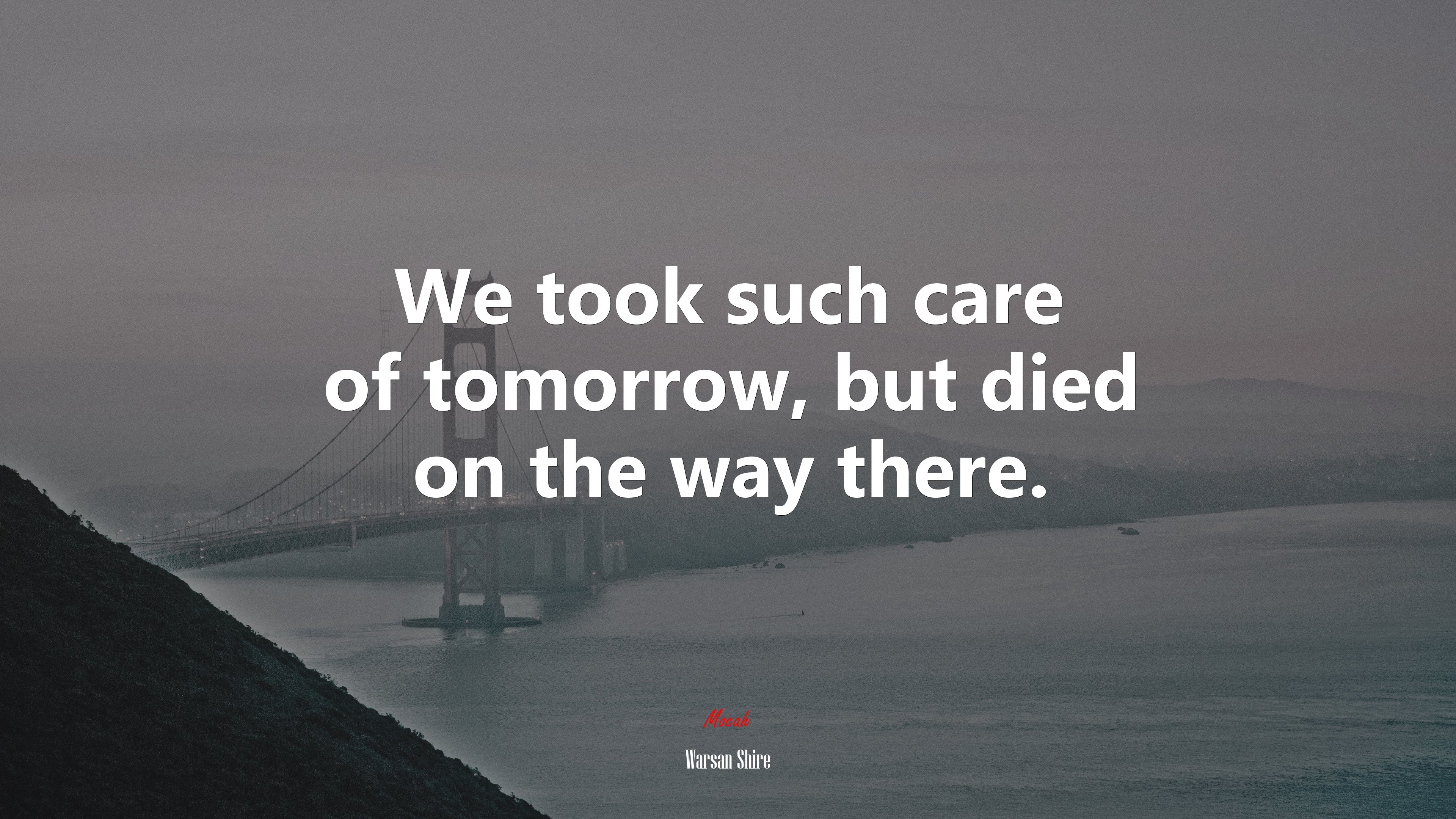 We took such care of tomorrow, but died on the way there. | Warsan Shire quote HD Wallpaper