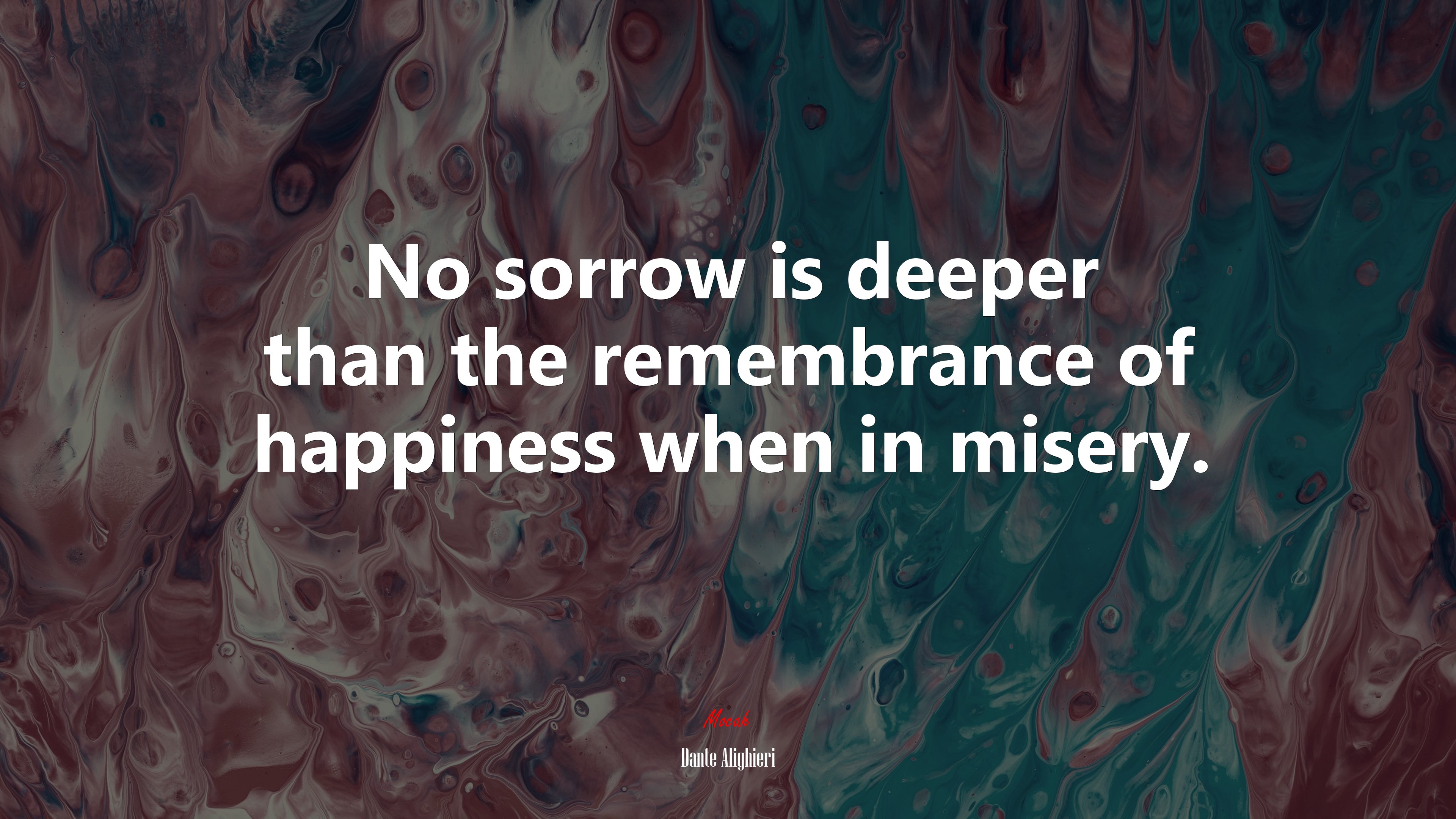No sorrow is deeper than the remembrance of happiness when in misery. | Dante Alighieri quote HD Wallpaper